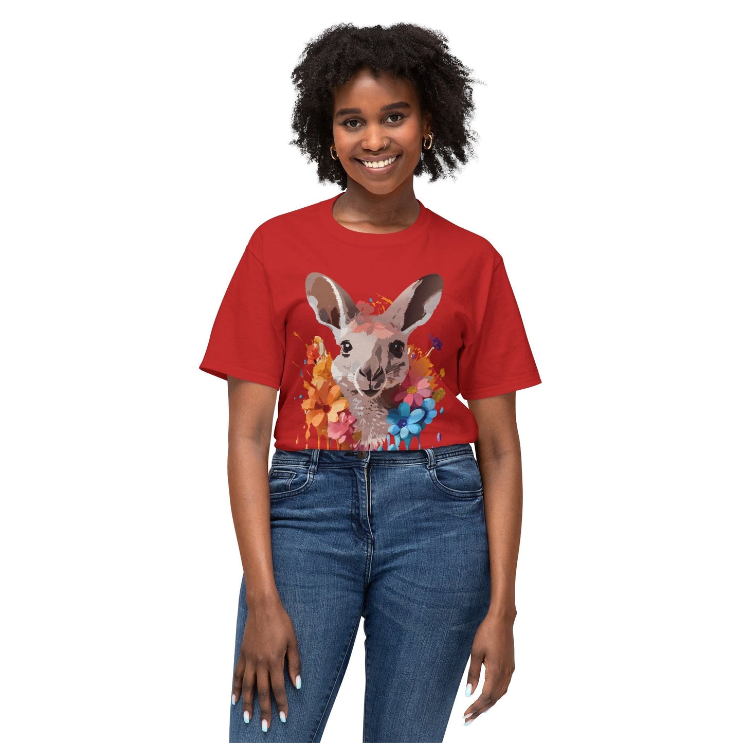 Unisex Kangaroo T Shirt HD Cotton Full Color Art Print Tee Made In USA 100 Percent Pre Shrunk