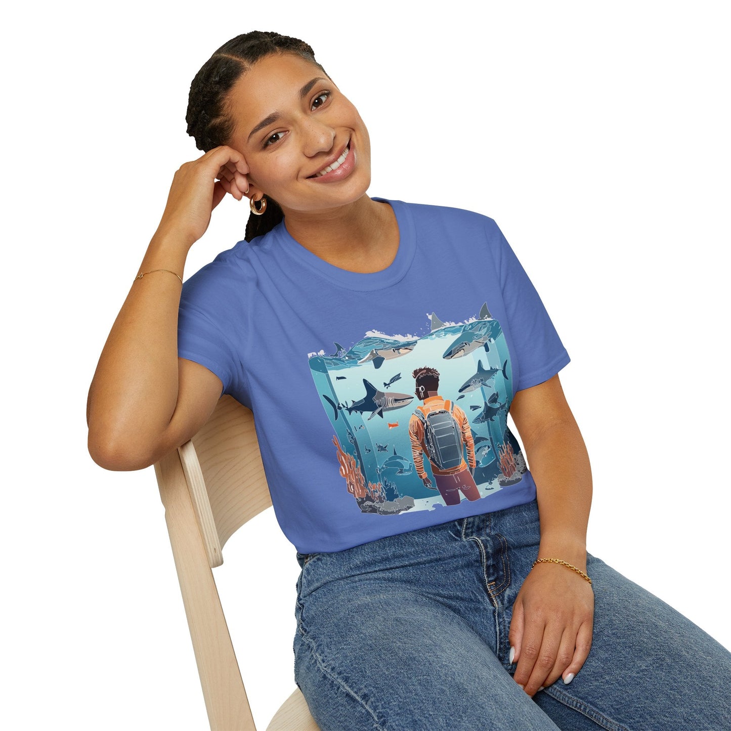 Ocean Themed Unisex Short Sleeve Tee Gildan Softstyle 64000 Ocean Inspired Art Design