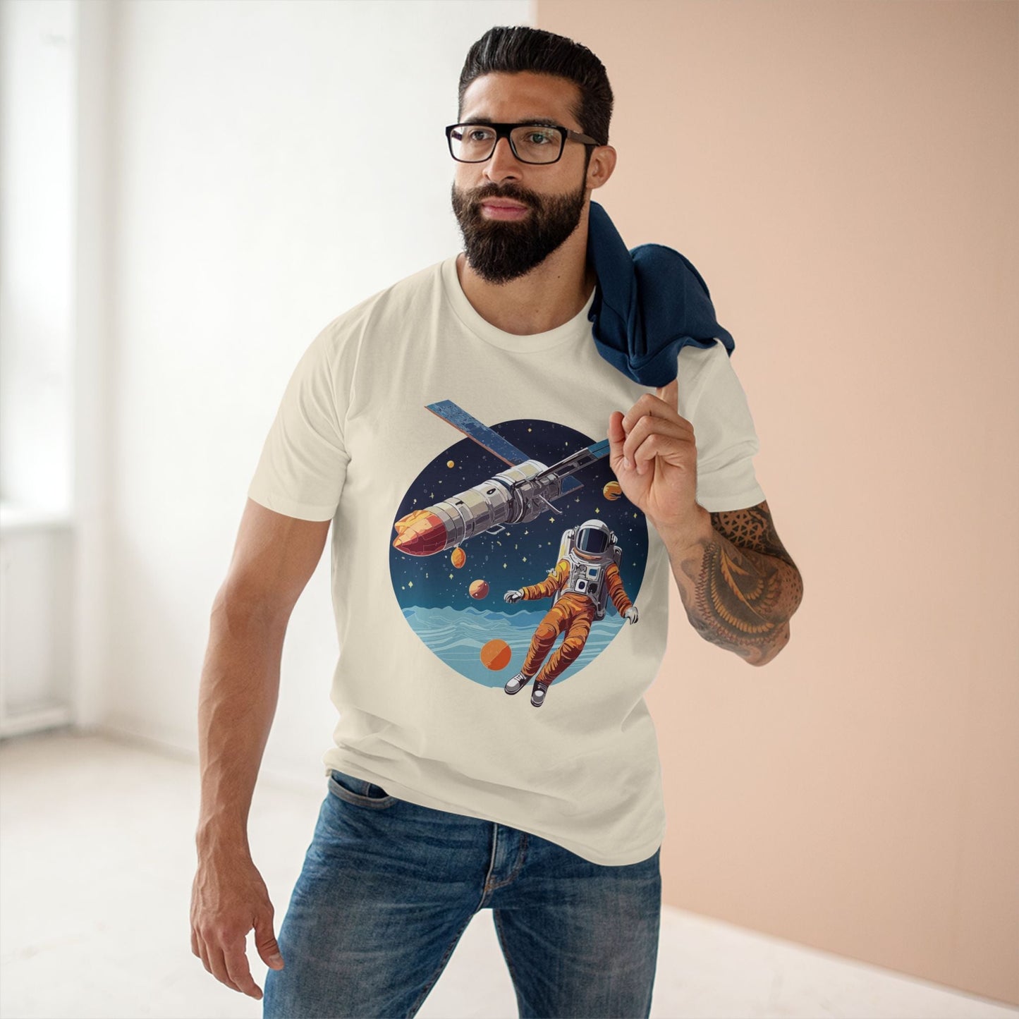 Cosmos Astronaut Shirt Unisex Premium Cotton Art Tee CS 5 Retro2Nova Collection Soft Comfort