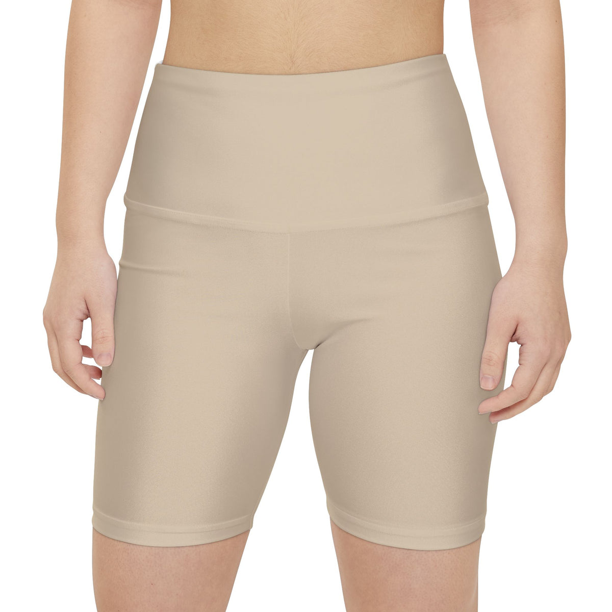 Pale Oak Beige Beige Women's Workout Shorts — High-Waist Active Bike Shorts