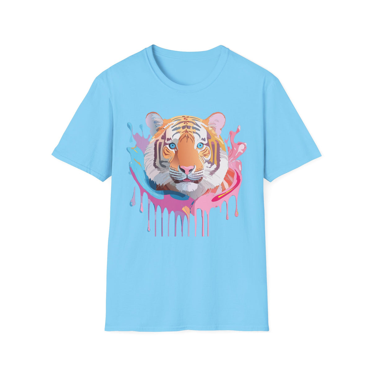 Colorful Tiger Face T-Shirt | Watercolor Drip Animal Graphic
