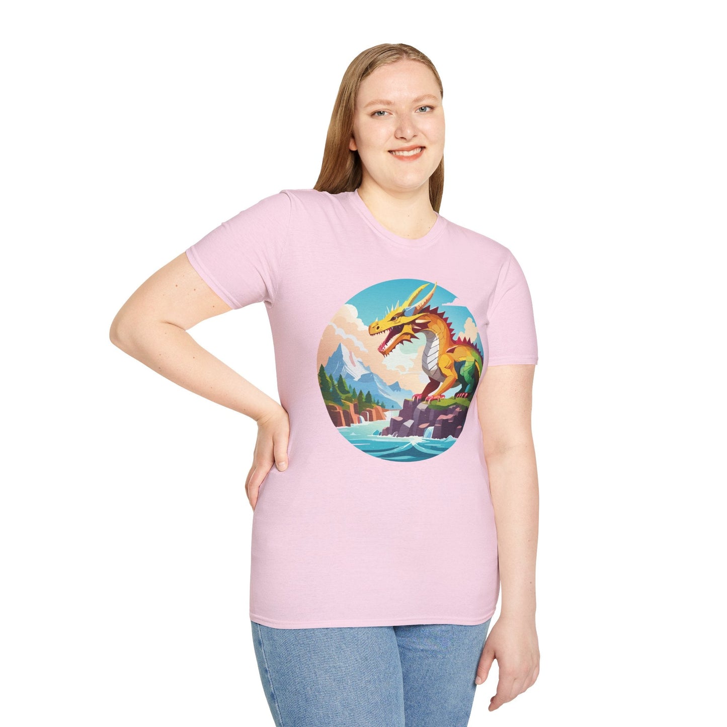 Dragon Graphic Unisex Cotton Softstyle Art Design Tee With Animals 25