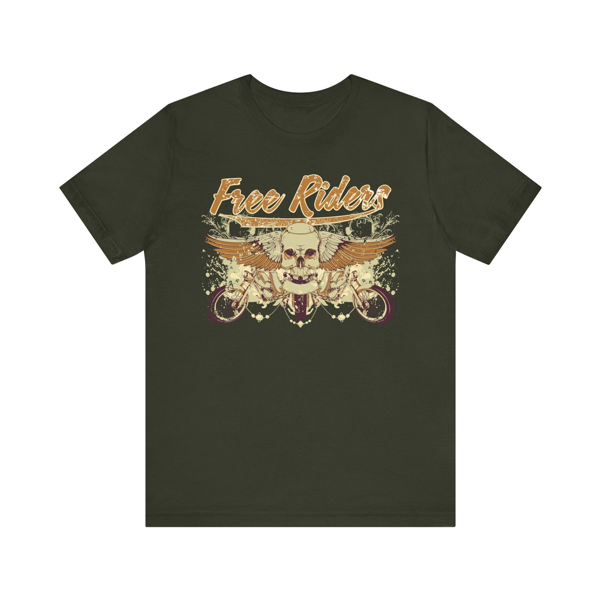 Free Riders Skull Motorcycle Tee Biker Graphic Art Design T-Shirt A-1