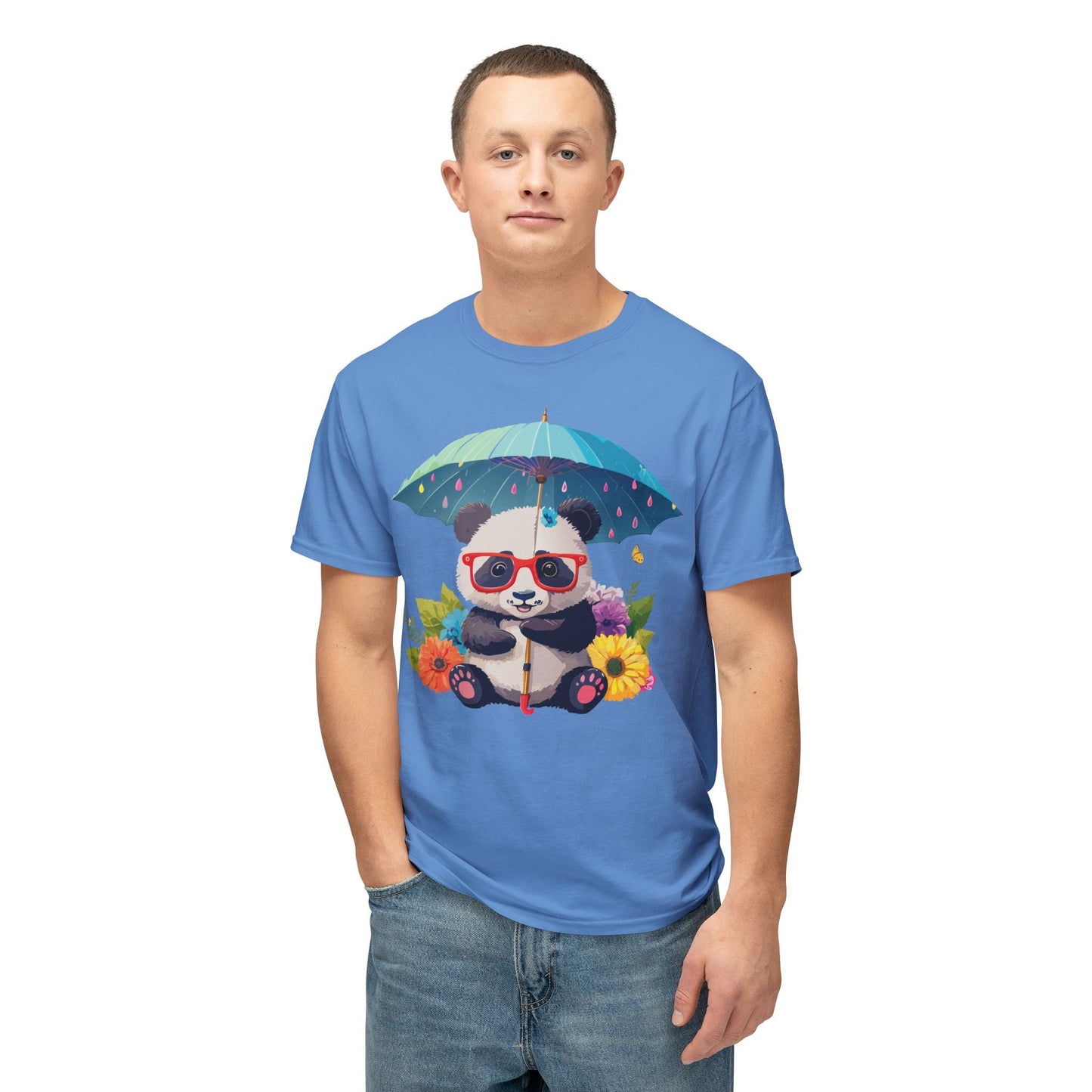 Panda Art T Shirt Unisex HD Cotton Tee With Floral Print Panda Design USA Printed Now