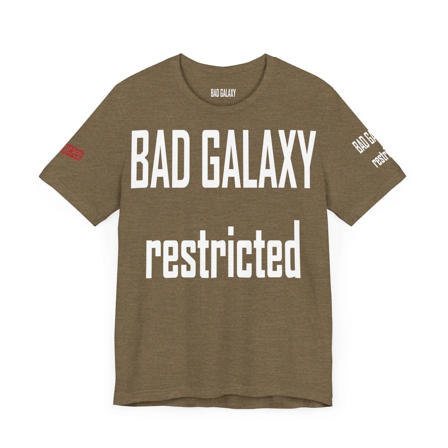 Bad Galaxy Tee Shirt With Red Stamp Made To Order Lightweight 100 Percent Cotton Free Shipping