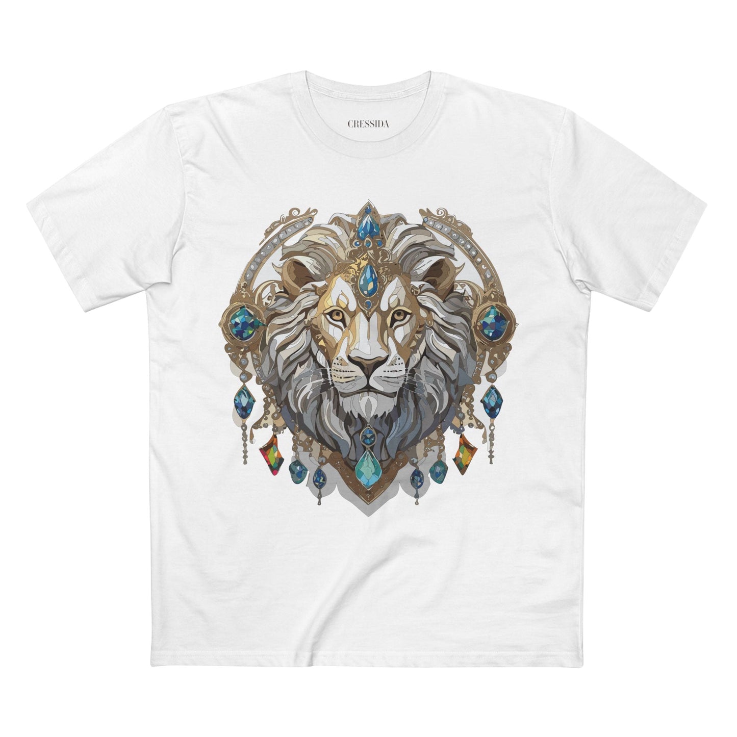 Lion Graphic Unisex 100 Cotton Tee With Unique Animal Golden Medallion Art Design 58