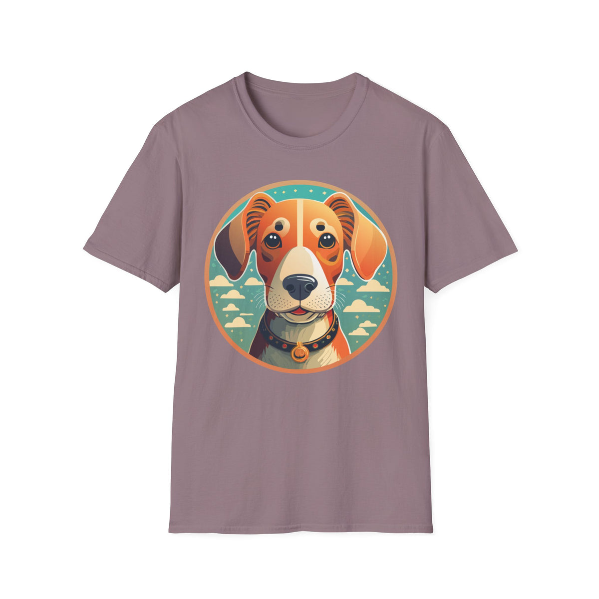 Beagle Portrait T-Shirt | Cute Dog Face Illustration, Retro Circle Pet Tee
