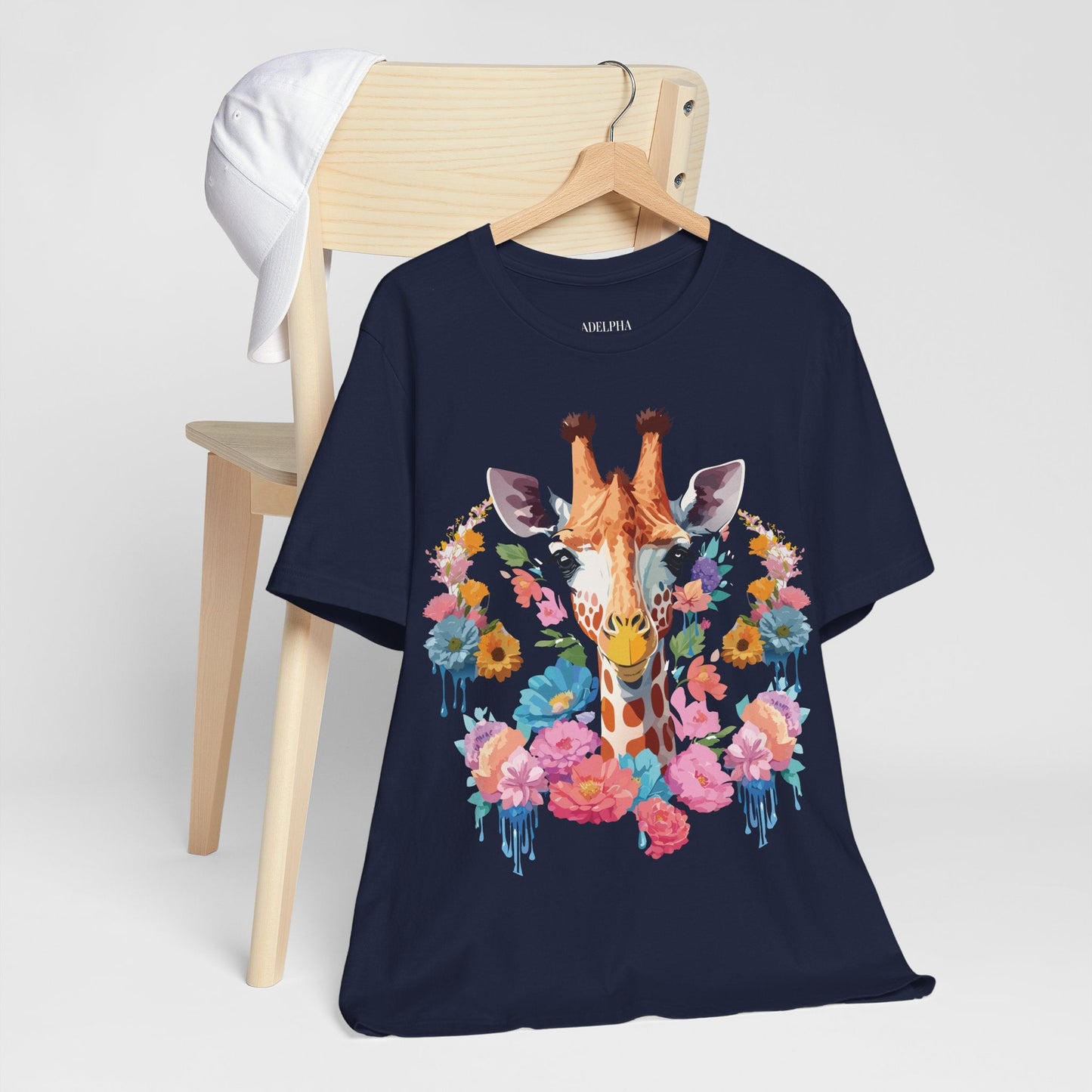 Giraffe Graphic Tee By Adelpha Unisex Short Sleeve Vintage Inspired Art Shirt Premium Quality