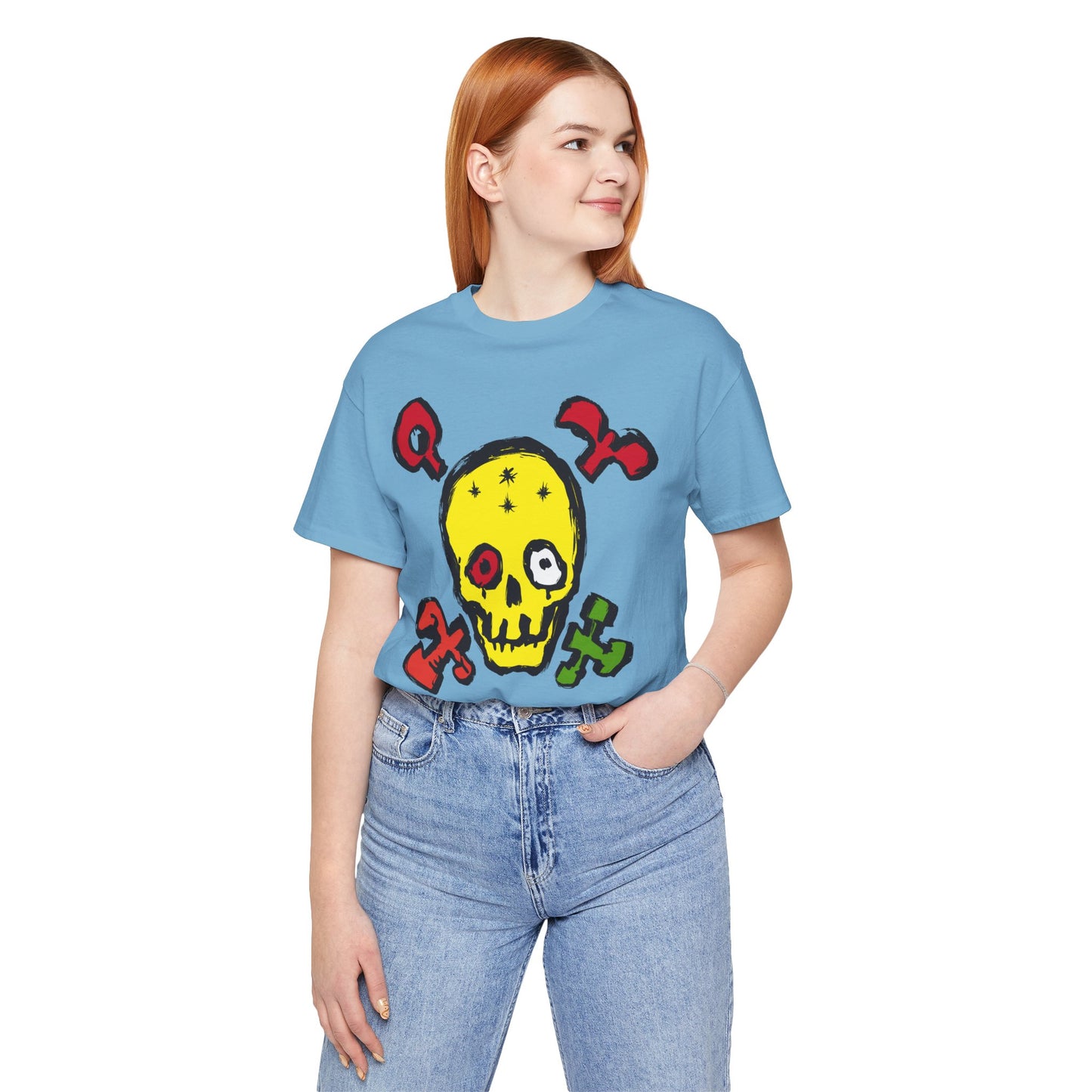 Yellow Skull Graphic Design Tee, Skull Shirt, Vintage Tees, Art Design T-Shirt, Vintage Graphic Tee, Art Shirts with Skulls