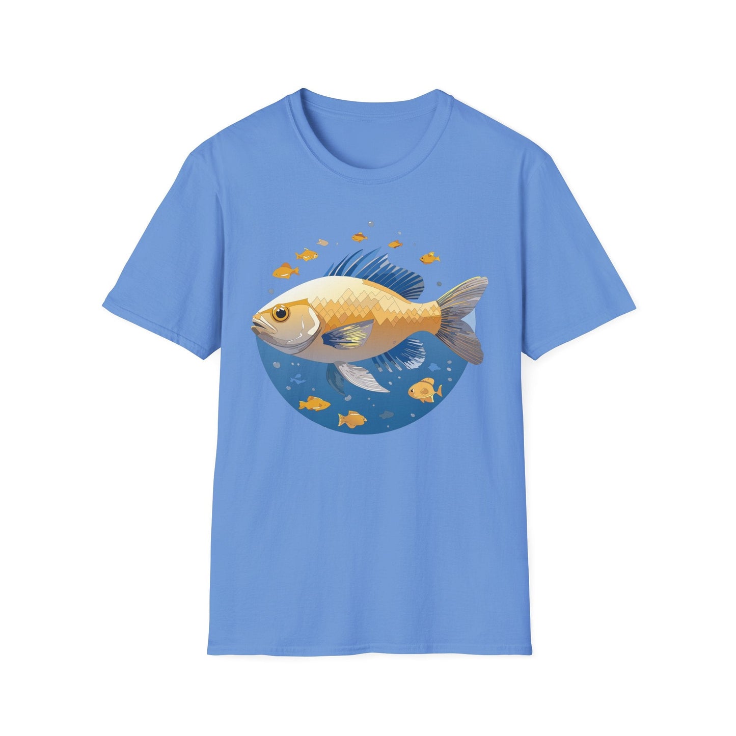 Fish Art Graphic Tee Shirt Unisex Gildan Softstyle 64000 100 Percent Ring Spun Cotton