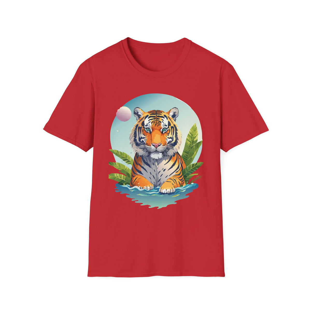 Retro Tiger Illustration T-Shirt | Vintage Sunset Jungle Art