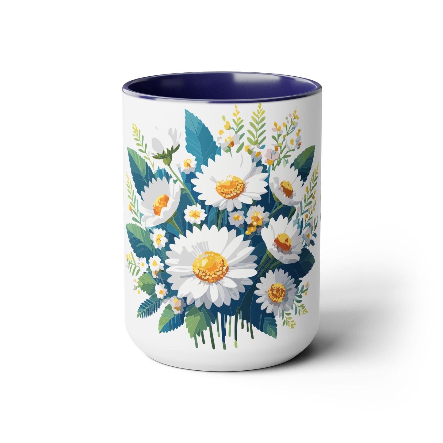 Two-Tone Coffee Mug with flowers