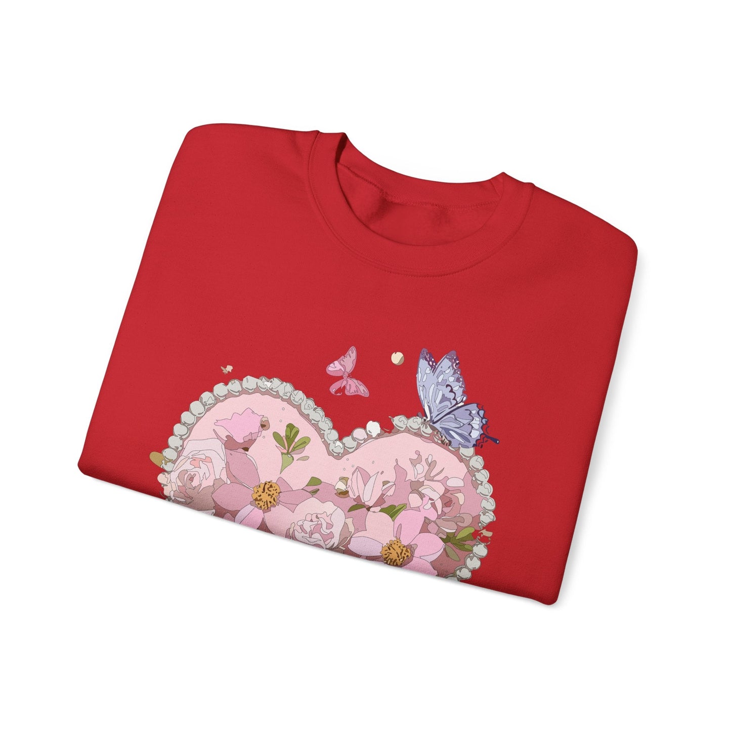 Floral Heart Sweatshirt for Unisex Valentines Day Crewneck Heart Floral Print Gift