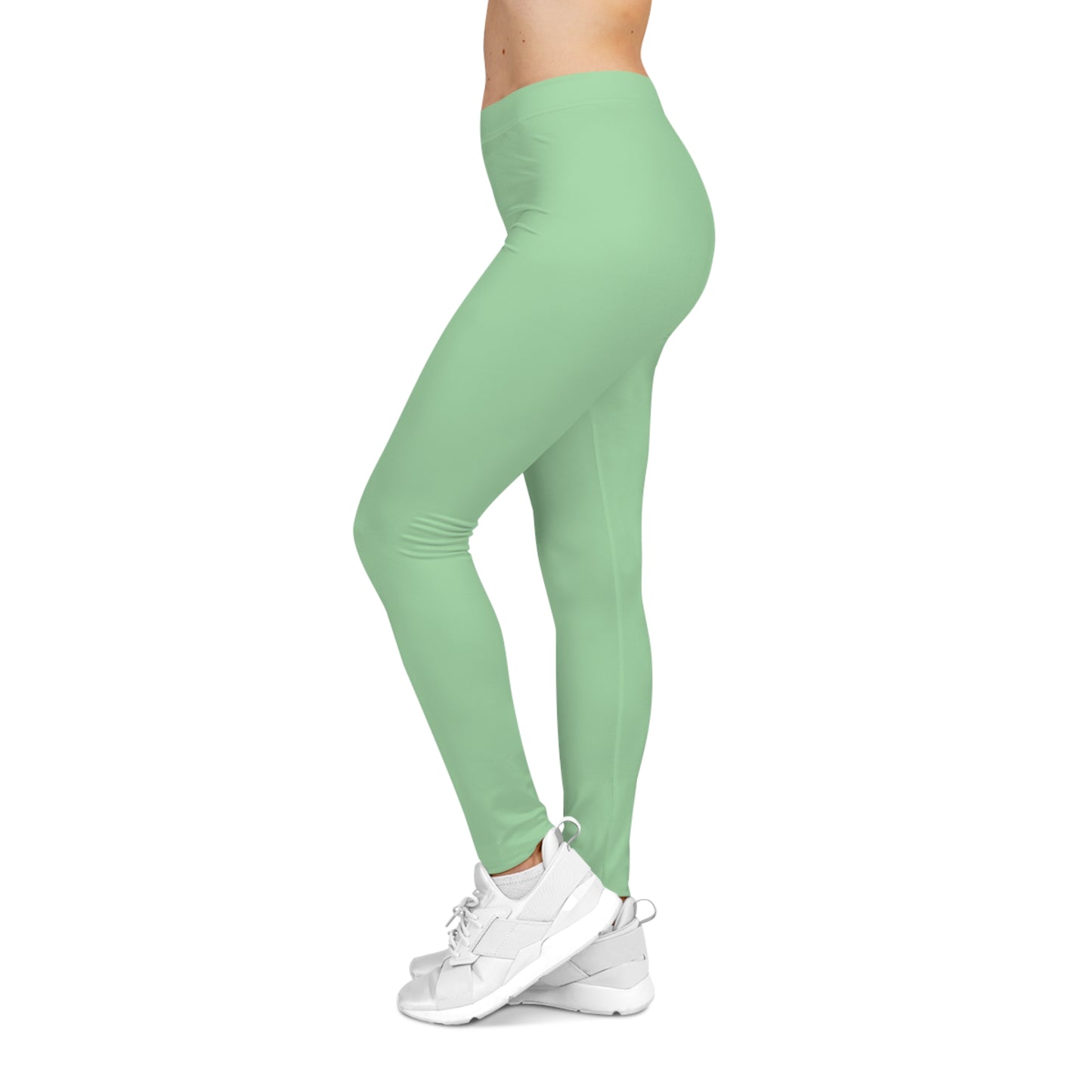 Celadon Green Color Women's Poly-Span Casual Leggings XS-2XL