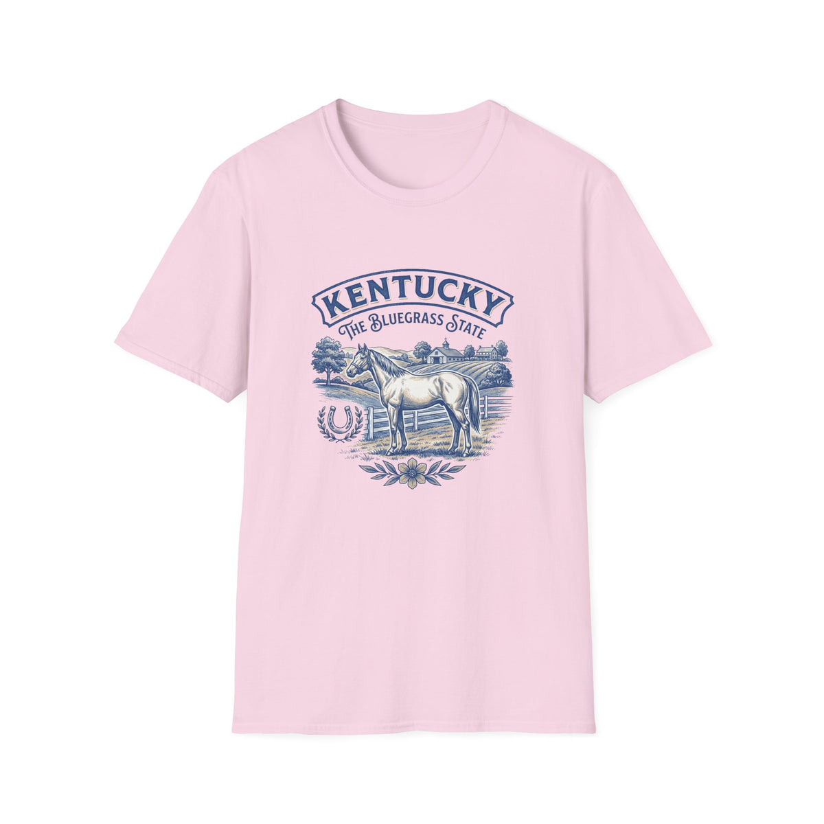 Kentucky Horse & Bluegrass State Travel Tourist Graphic Design Unisex 100 Cotton Gildan T-Shirt