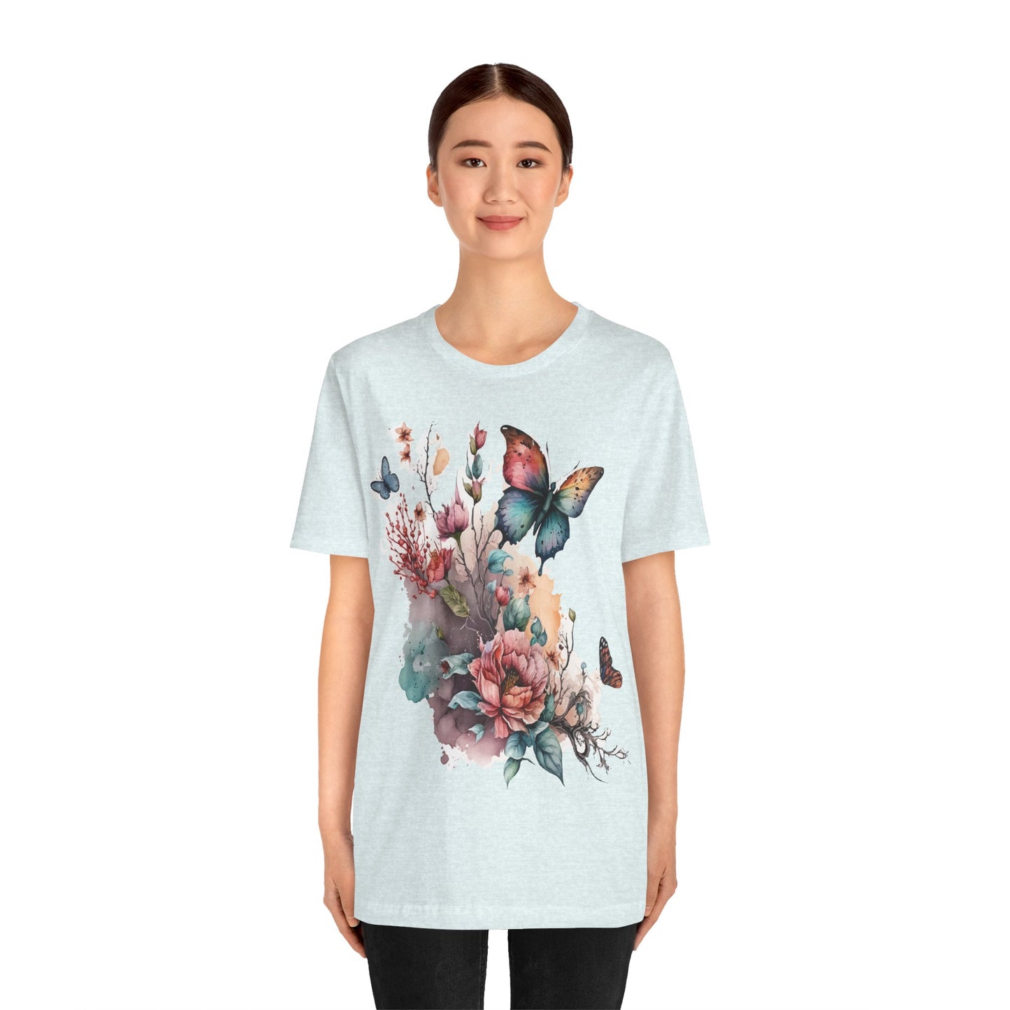 Cotton Tee Shirt with Butterfly Prints