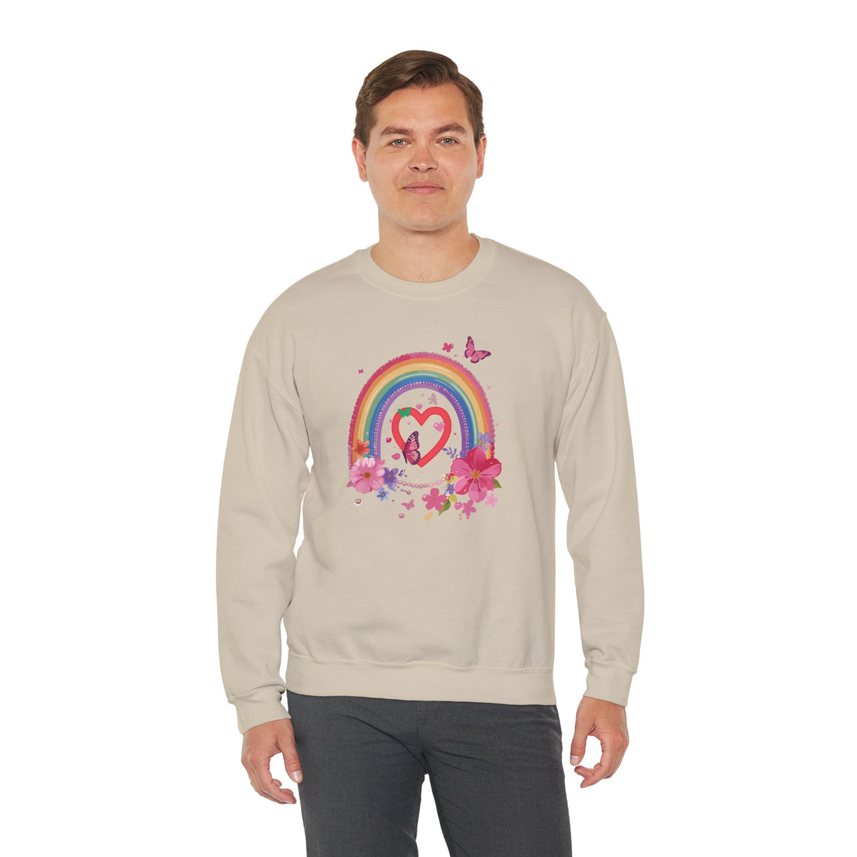 Rainbow Heart Sweatshirt, Floral Heart Sweatshirt, Floral Love Sweatshirt, Valentine's Day Sweatshirt, Rainbow Heart Floral Sweatshirt 112