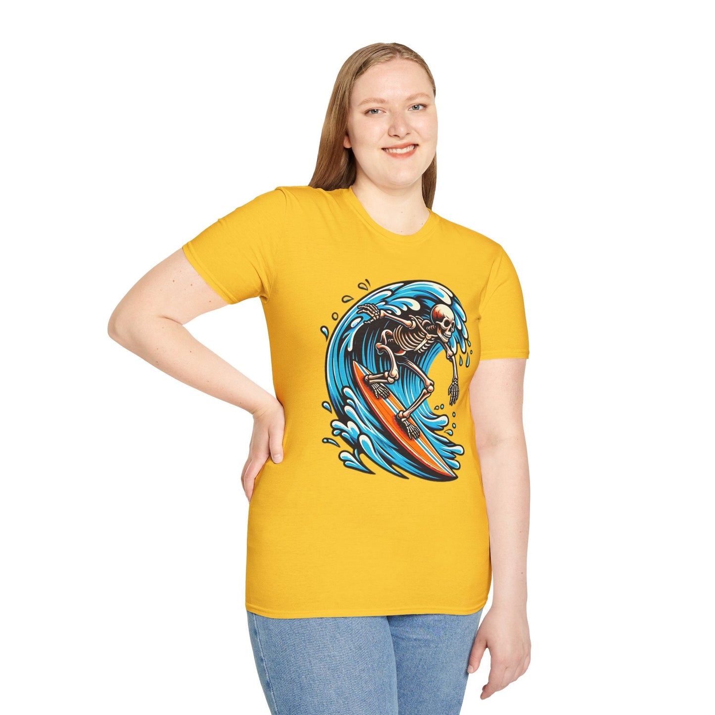 Skull Tee Shirt With Skeleton Art Design Unisex Gildan Softstyle 64000 Ring Spun Cotton Tee