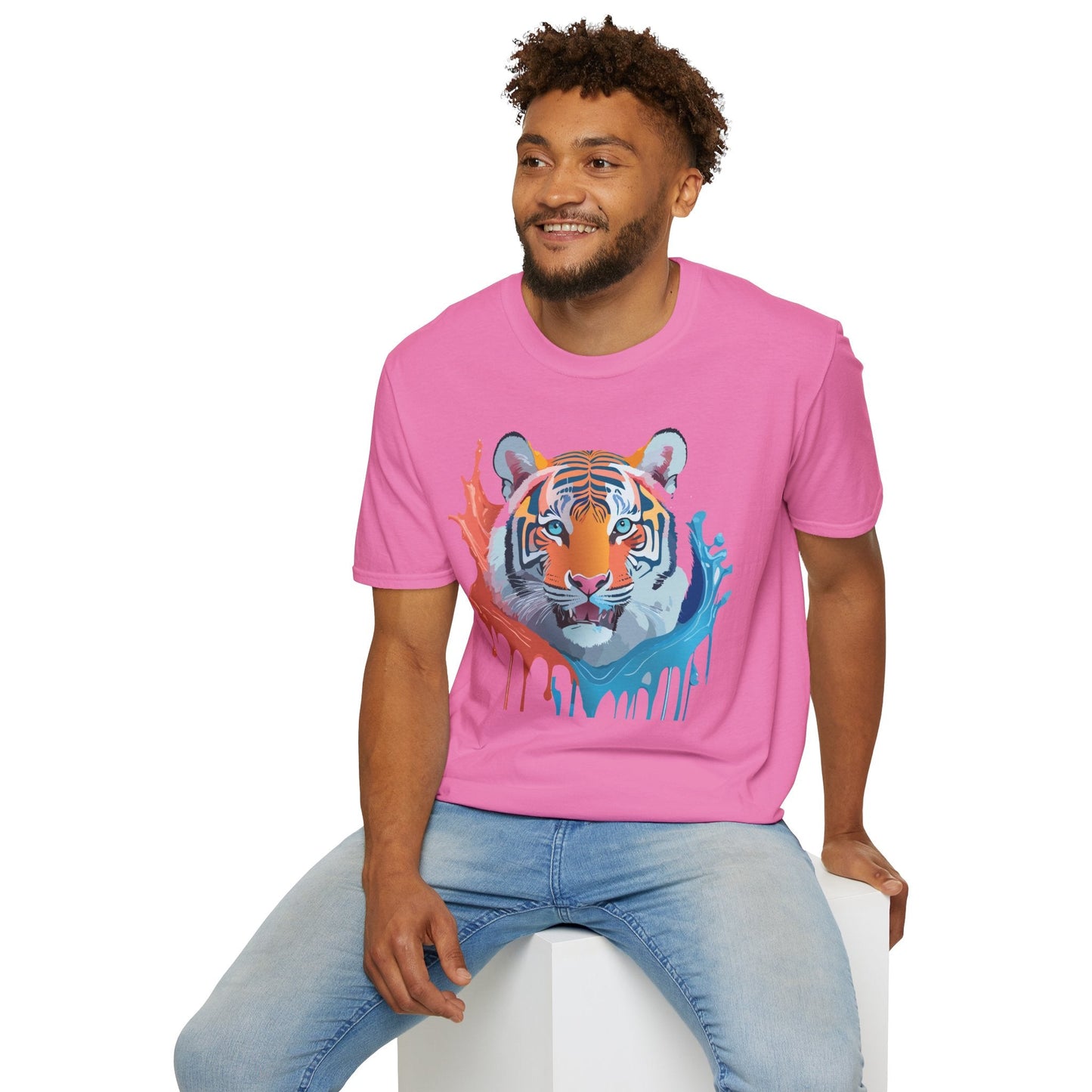 Unisex Tiger Tee Gildan Softstyle Animal Print Shirt Ring Spun Cotton