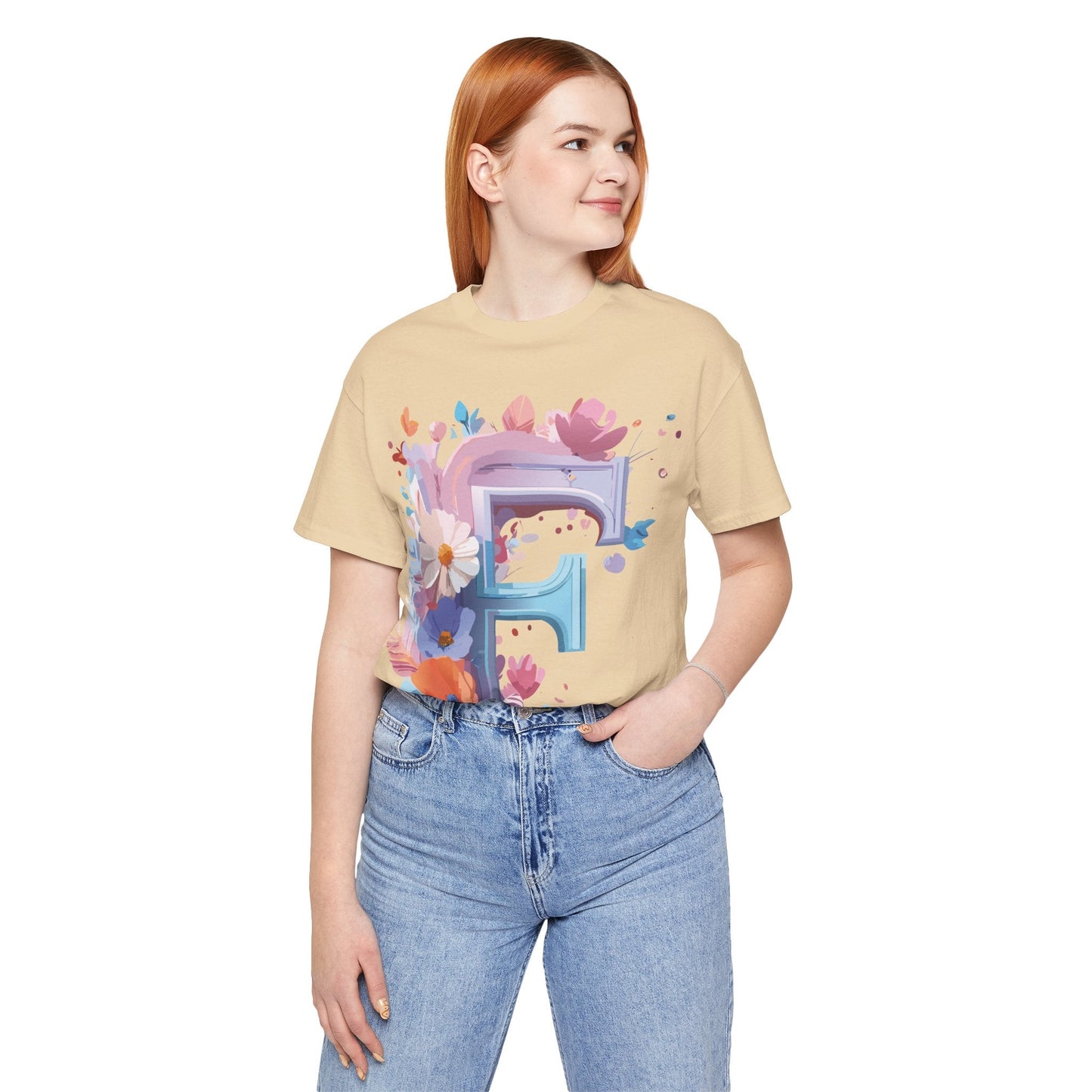Letter F Graphic Tee Unisex Vintage Style Shirt Featuring Adelpha Artwork Premium Short Sleeve