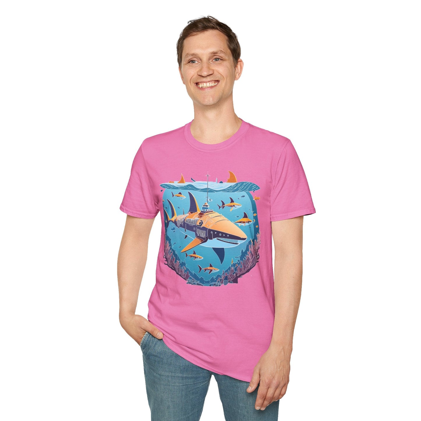 Ocean Tee Shirt Unisex Softstyle Cotton Tee 4.5 Oz Lightweight U Boat Theme Design