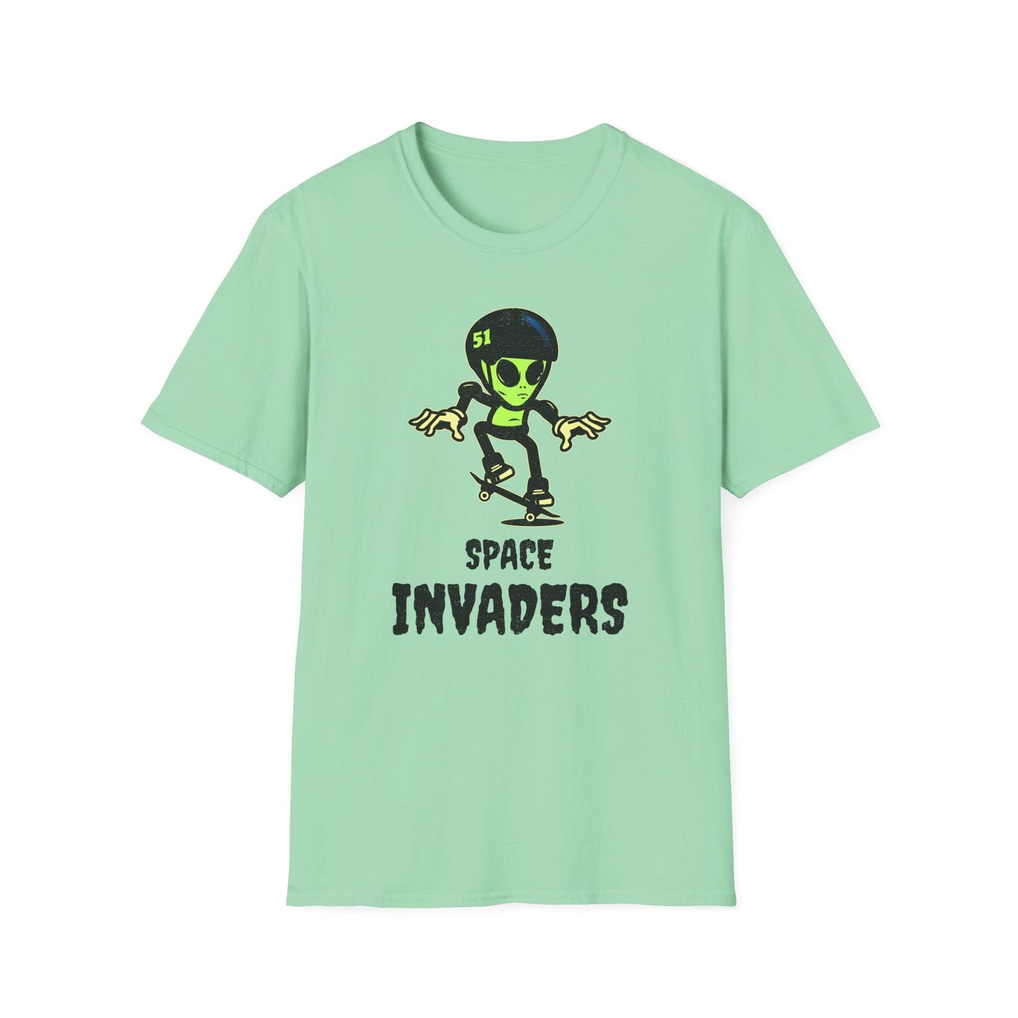 Alien Skateboard Space Invaders Shirt