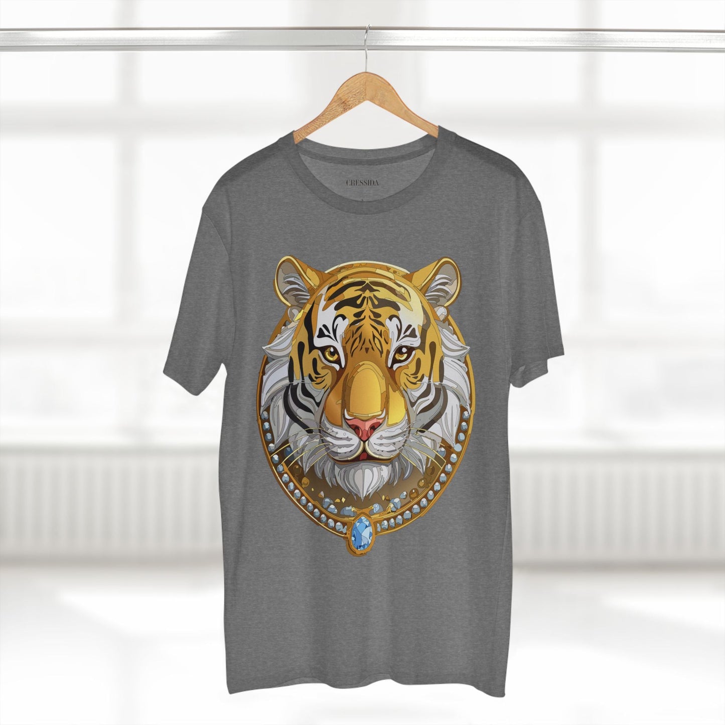 Tiger Graphic Unisex 100 Cotton Tee With Unique Animal Golden Medallion Art Design 4