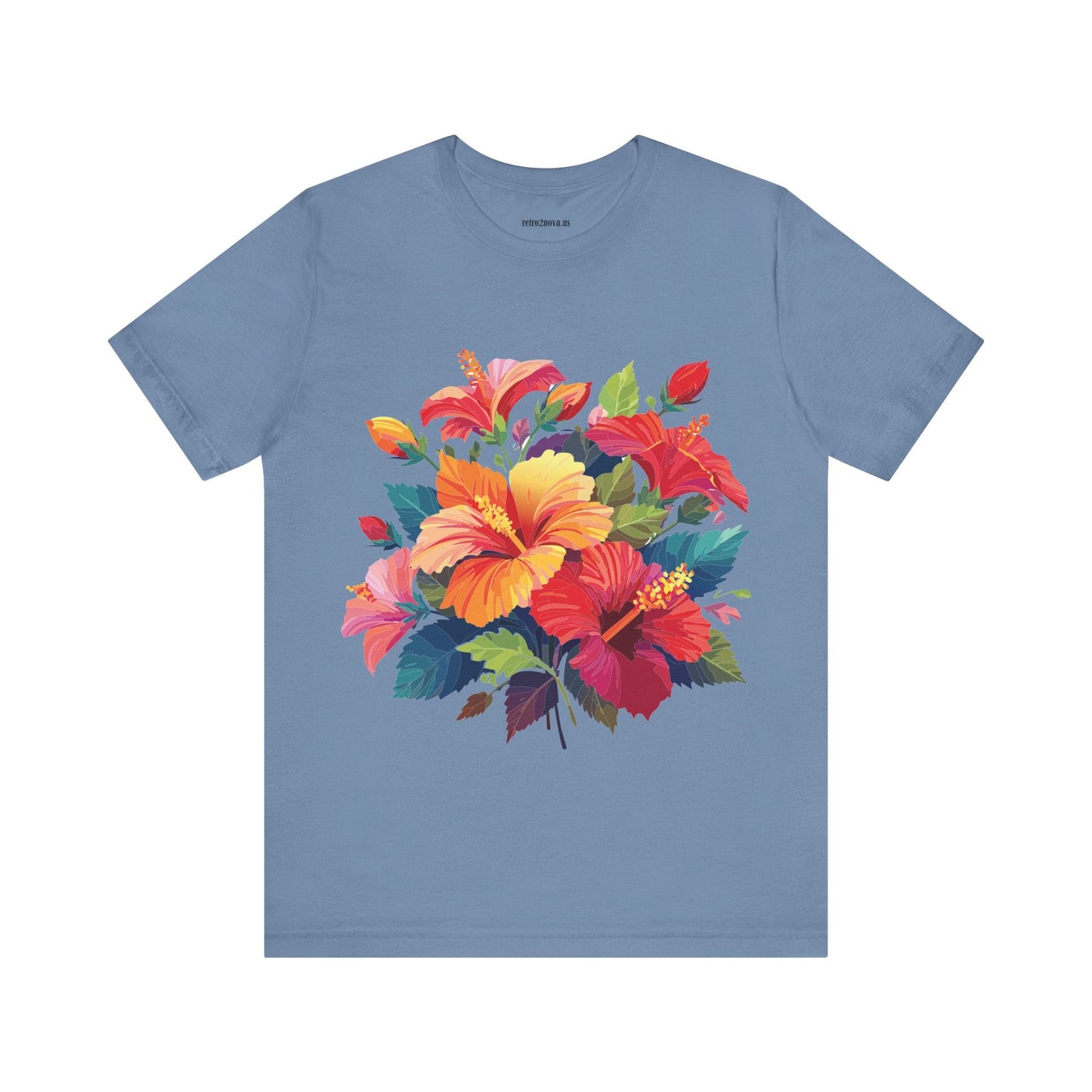 Retro2Nova Floral Shirt Unisex Jersey Short Sleeve Tee From Flowers Collection Bold Vibrant Design