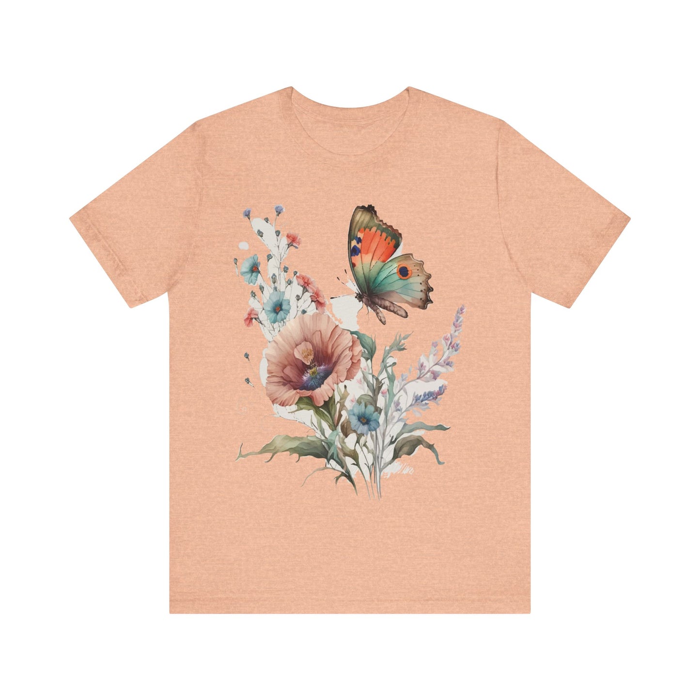 Cotton Tee Shirt with Butterfly Prints