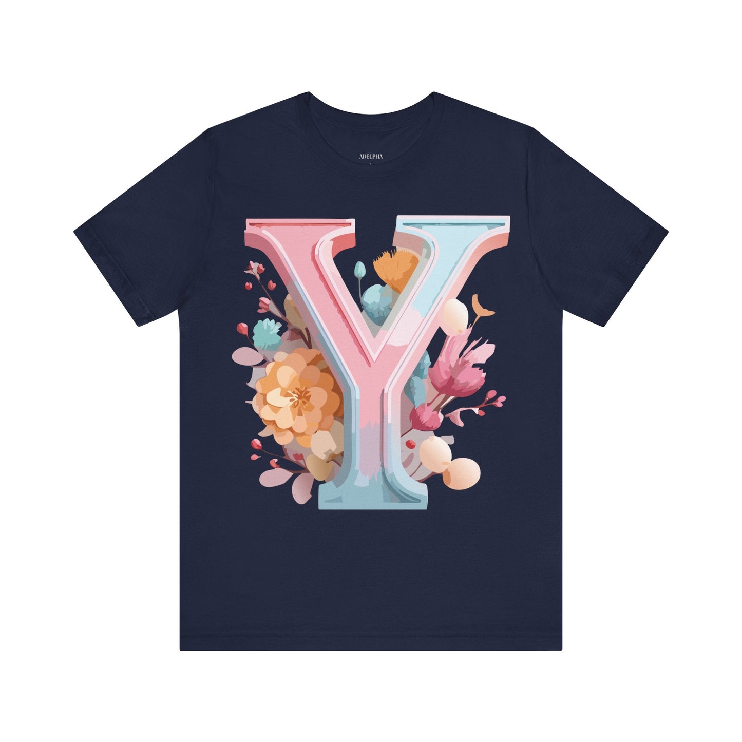 Letter Y Graphic Tee Unisex Short Sleeve Vintage Inspired Artwork Adelpha Premium