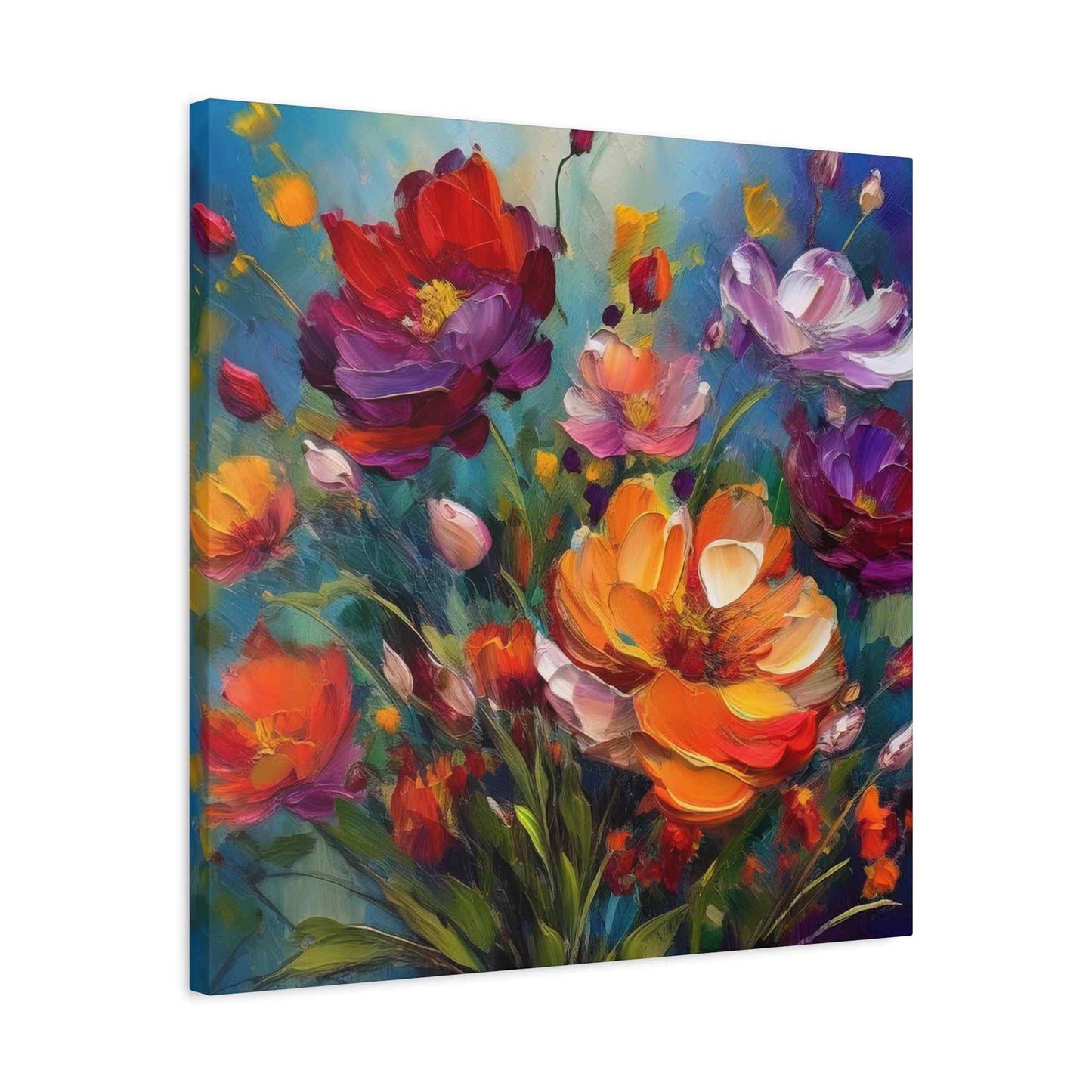 Flowers Print Canvas, Floral Oil Paint Print 20x20, 24x24, 30x30, 32x32, 36x36, Floral Art Design Print Non-Frame MC-14