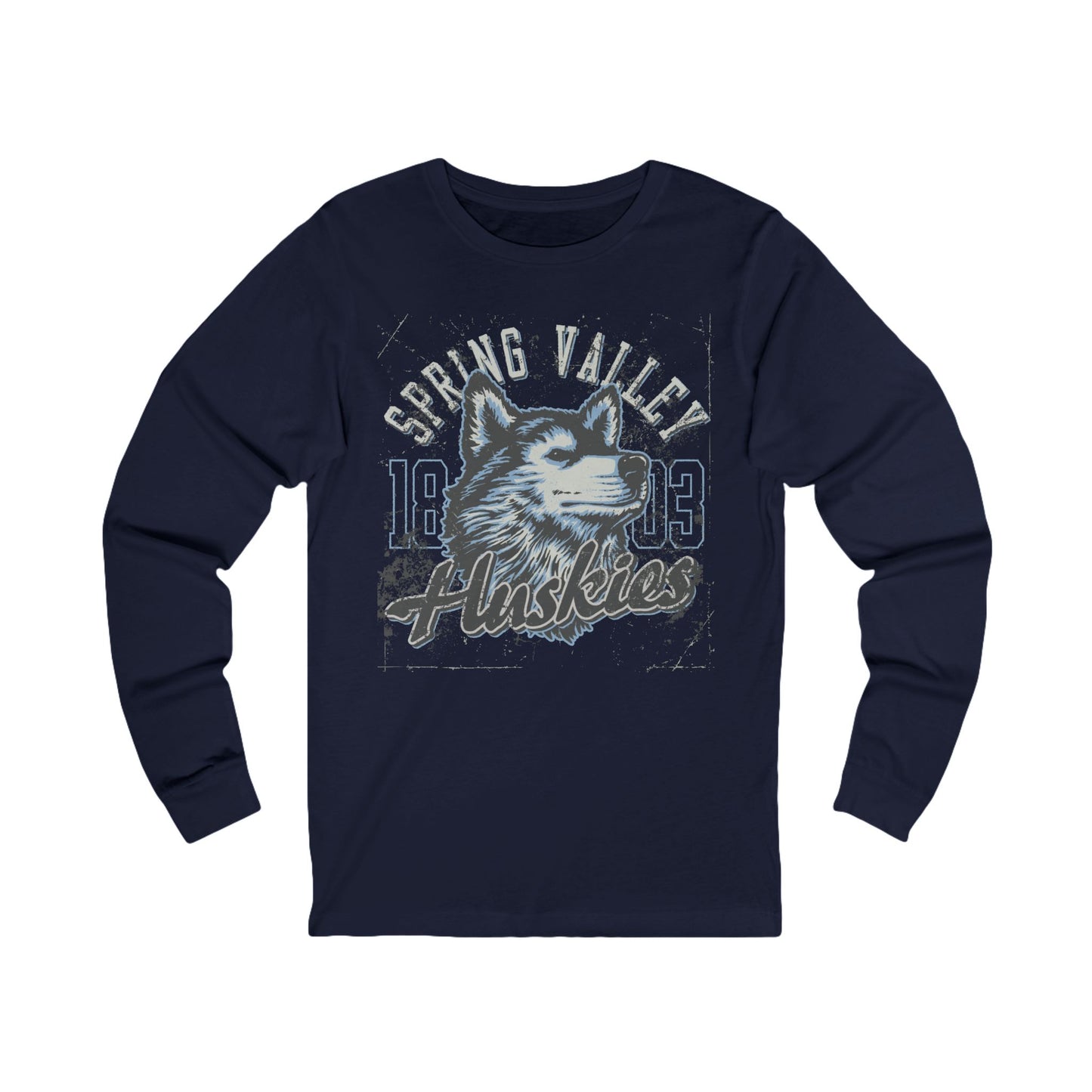 Varan Unisex Spring Valley Huskies Long Sleeve Tee, Sports Logo Jersey Shirt, Sports T-Shirts with Long Sleeves