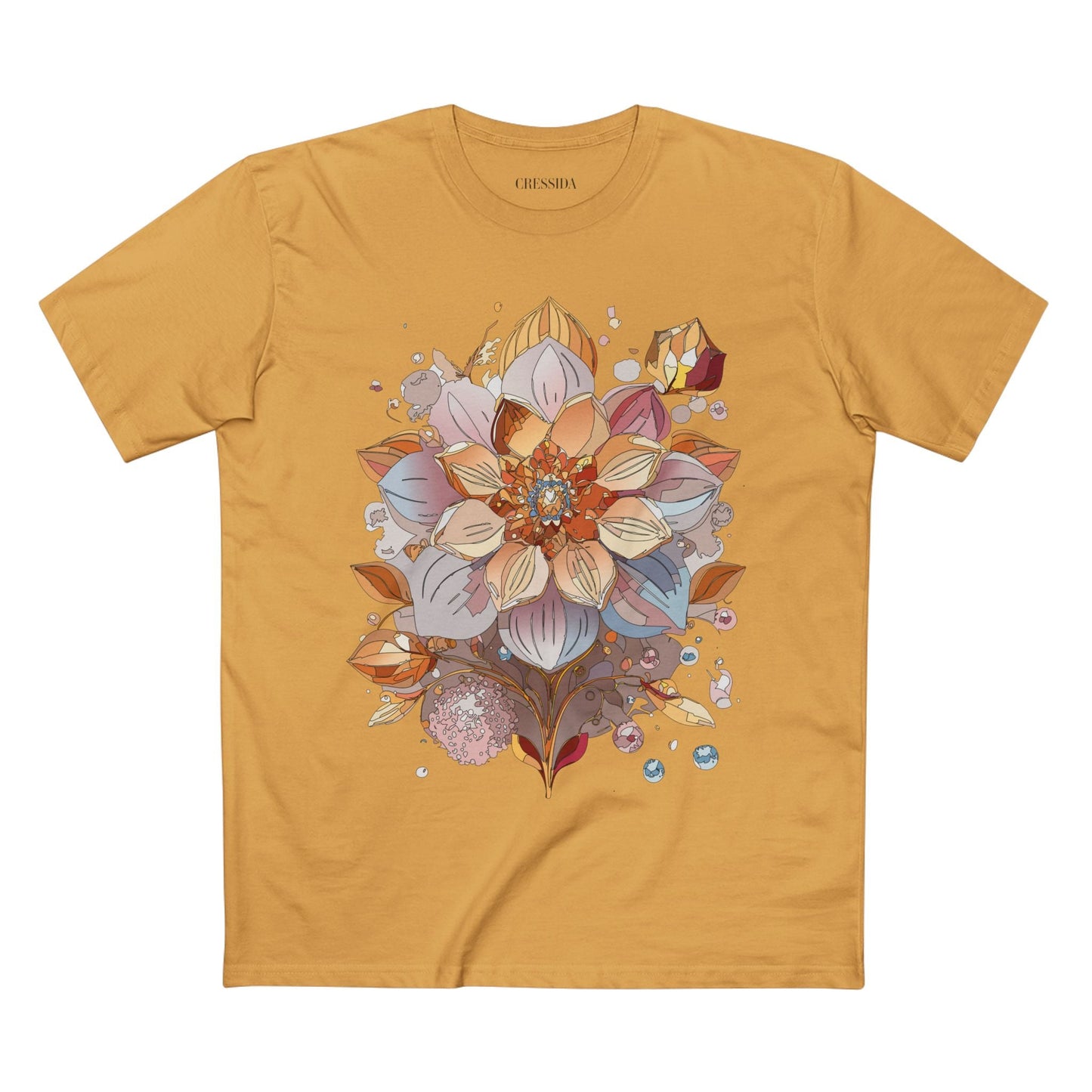 Floral Graphic T-Shirt Unisex 100 Cotton Art Design with Antique Flowers Tee 5
