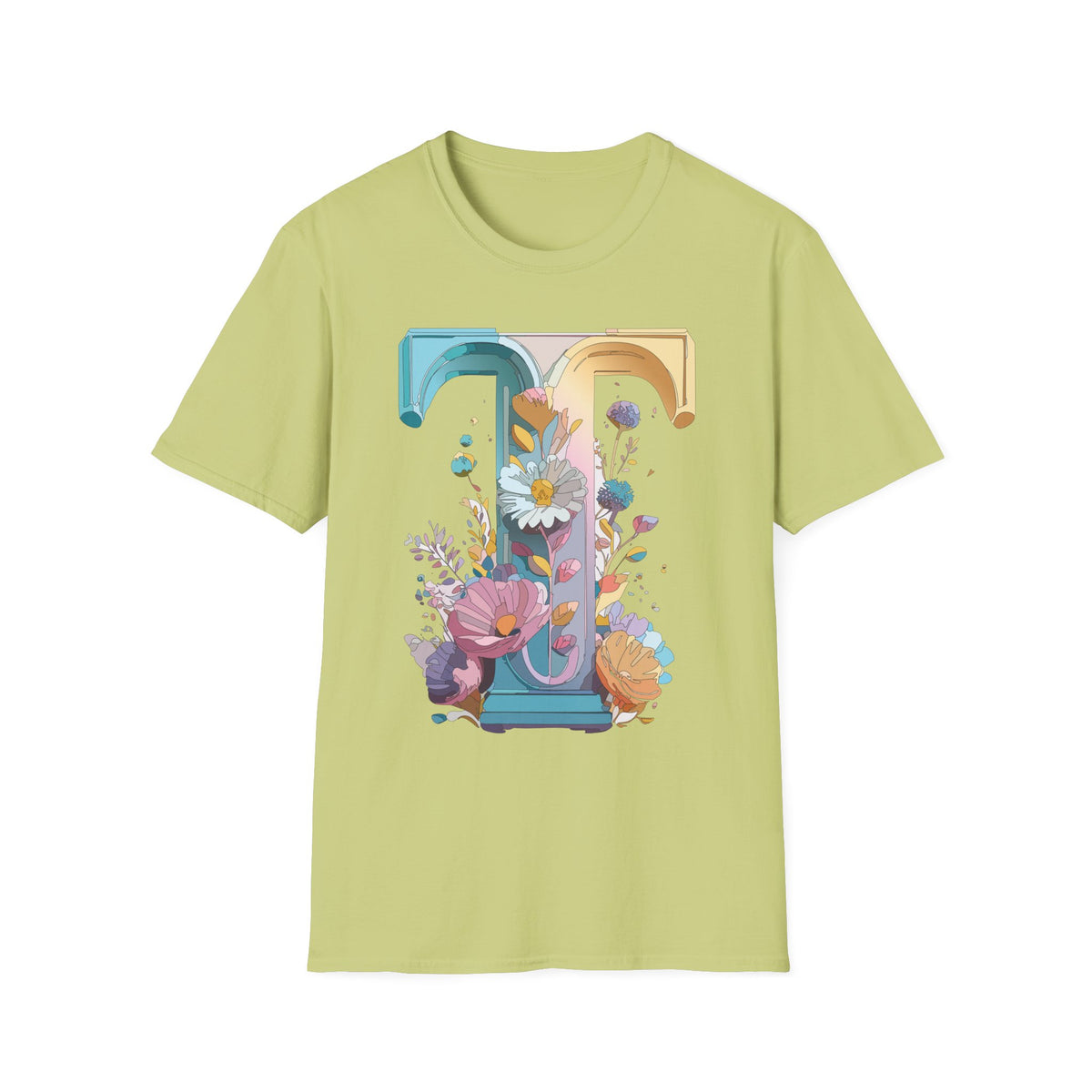 Floral Letter T Monogram T-Shirt | Botanical Initial Tee