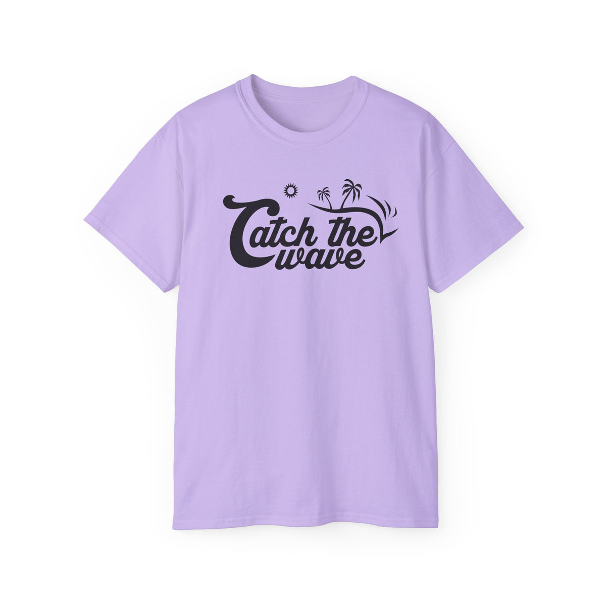 Catch the Wave Tee | Surf Script Typography, Palm Trees, Beach Vibes