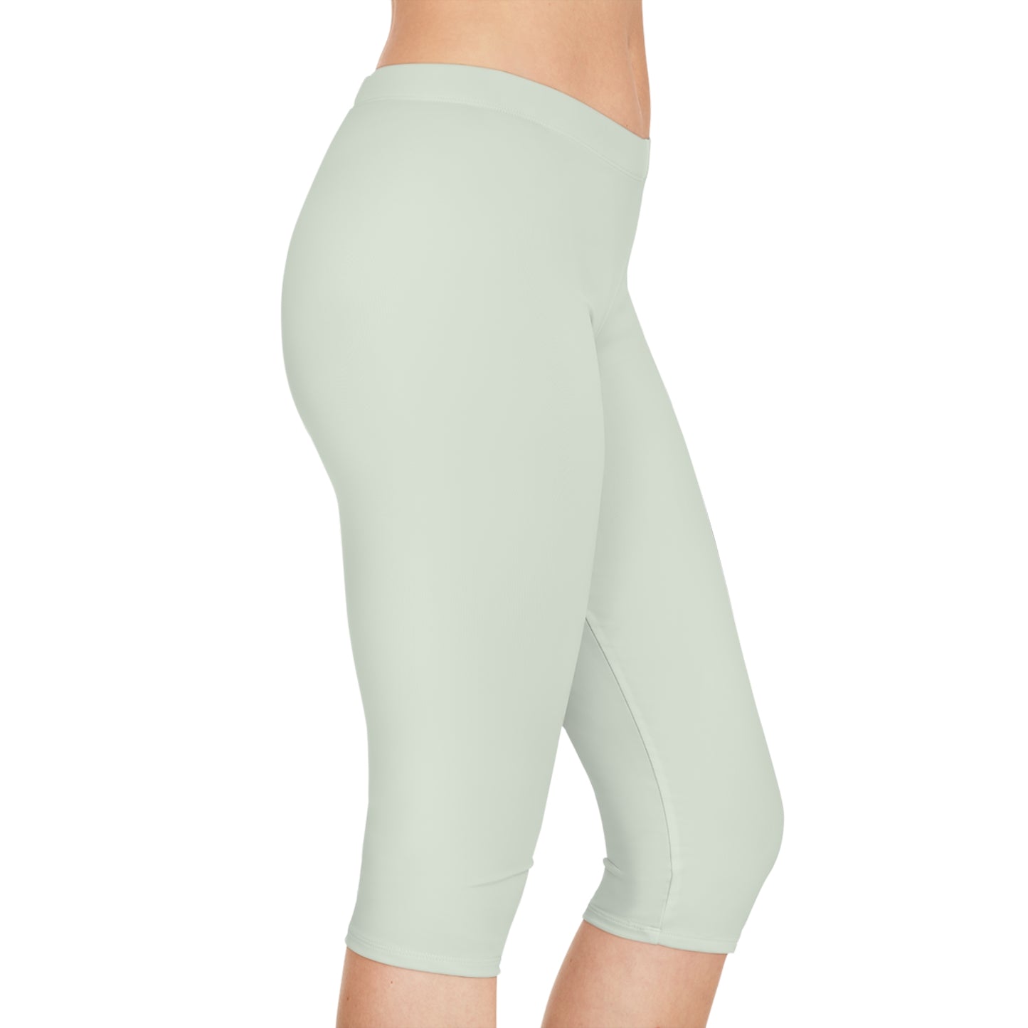 Green Color Capri Leggings, Green Capri Leggings 8