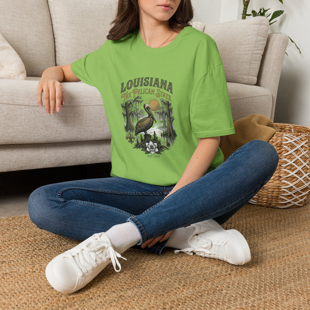 Louisiana Pelican State T-Shirt — Vintage Bayou Wildlife Travel Tourist Graphic Design Unisex 100 Cotton Gildan T-Shirt