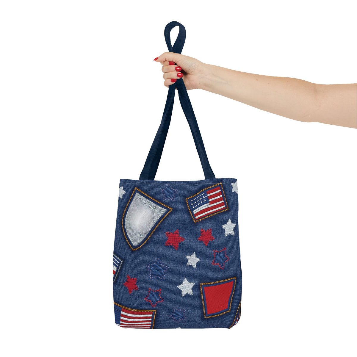 4th of July Graphic Denim Fabric Imitation Print Unisex Canvas Bag Poly Spun 3 Sizes Tote Bag 200-8