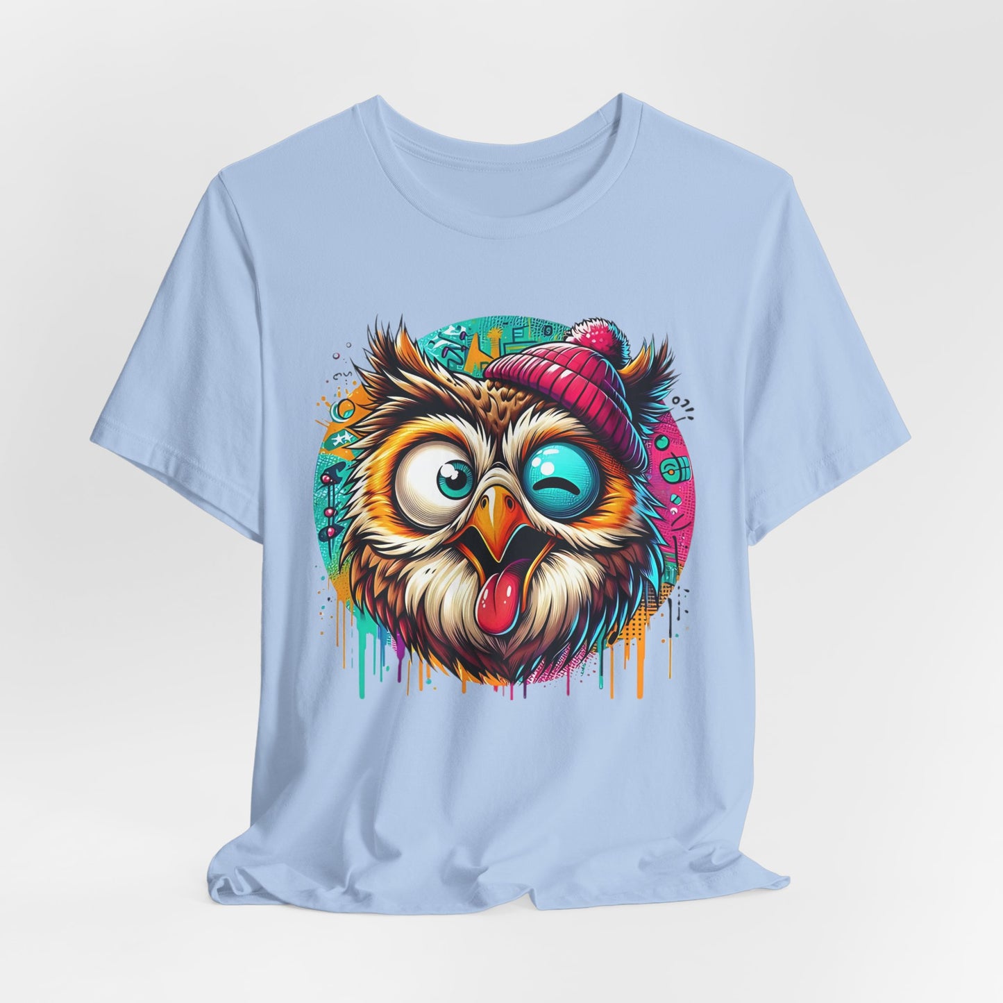 Colorful Owl Graphic Tee, Fun Owl Shirt, Funny Bird Shirt, Cute Cartoon Tees, Animal T-Shirt, Animal Tees, Art Design T-Shirt