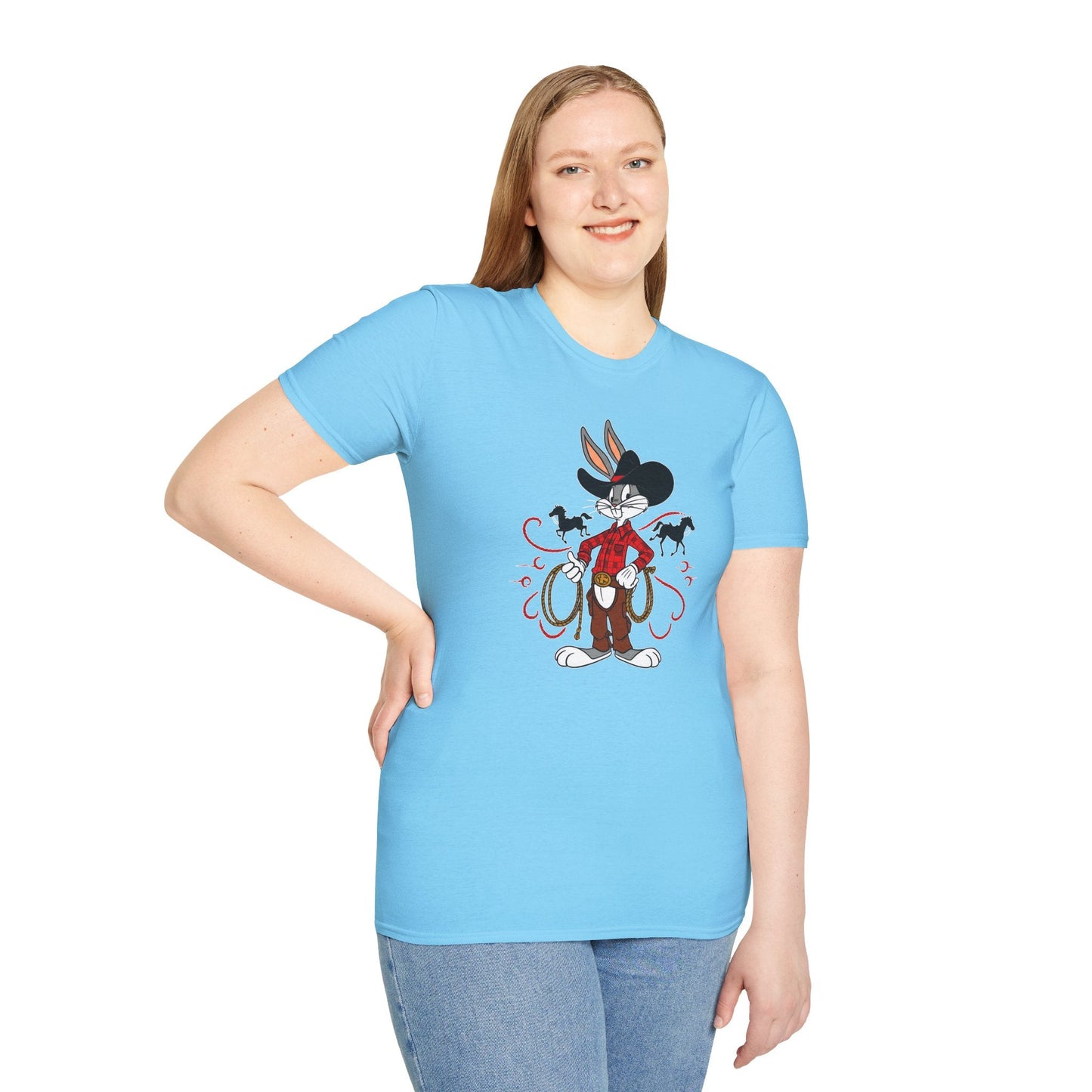 Bugs Bunny Unisex T Shirt Cartoon Design Graphic Tee Gildan Softstyle 64000 Artwork