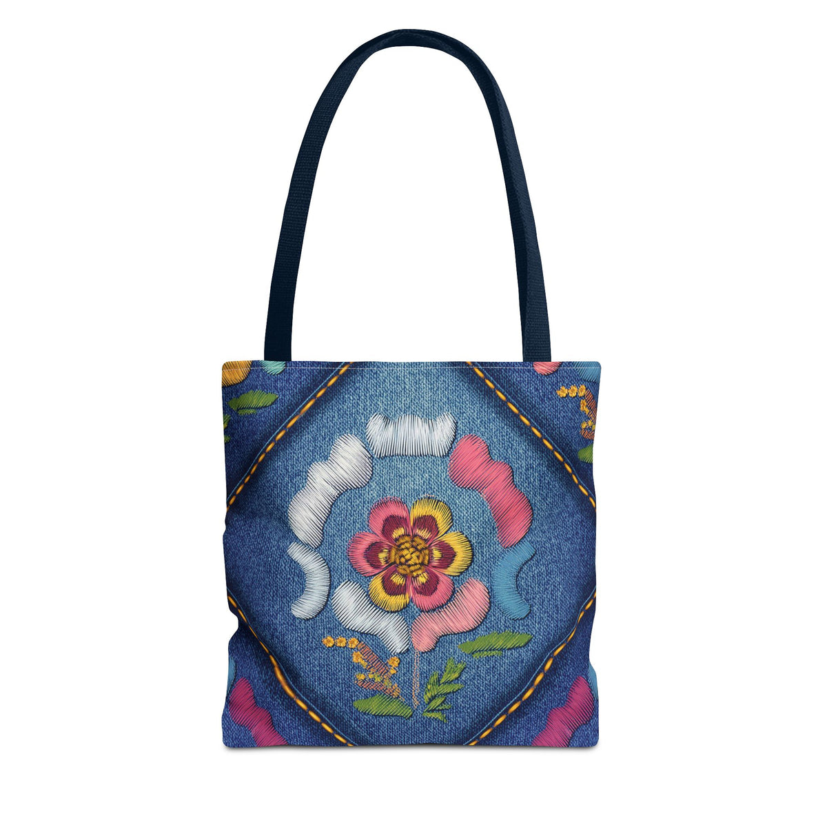 Denim Fabric Imitation Print Unisex Canvas Bag Poly Spun 3 Sizes Tote Bag 159-4