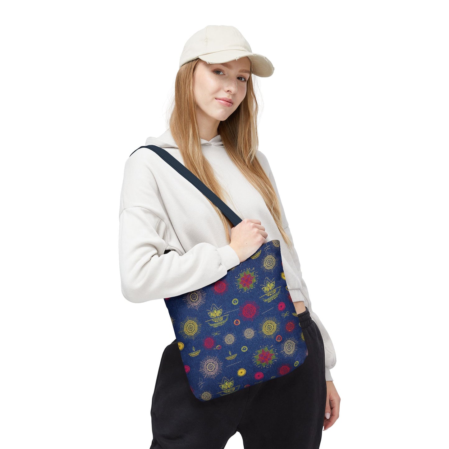 Diwali Graphic Denim Fabric Imitation Print Unisex Canvas Bag Poly Spun 3 Sizes Tote Bag 205-26