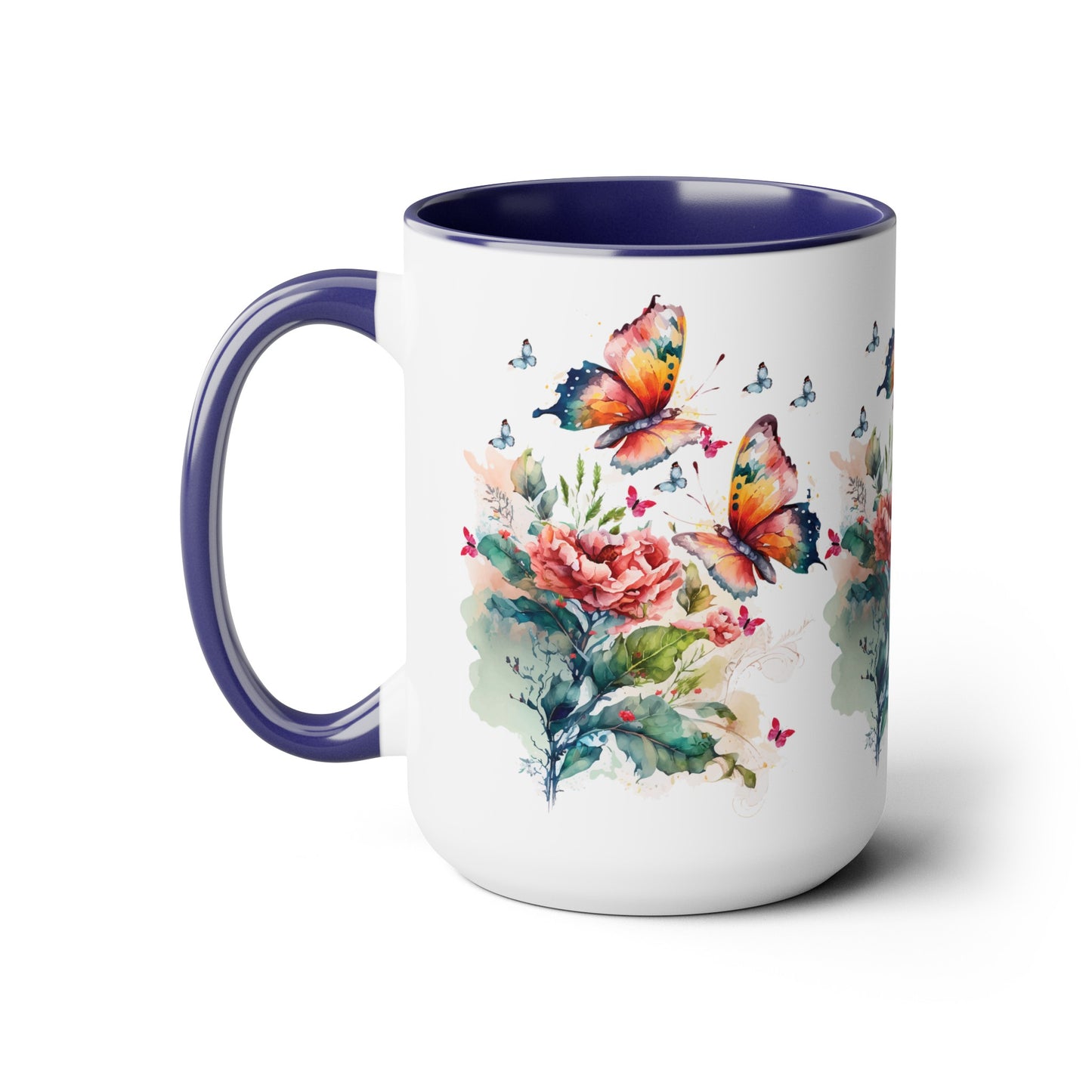 Two-Tone Coffee Mugs with butterfly