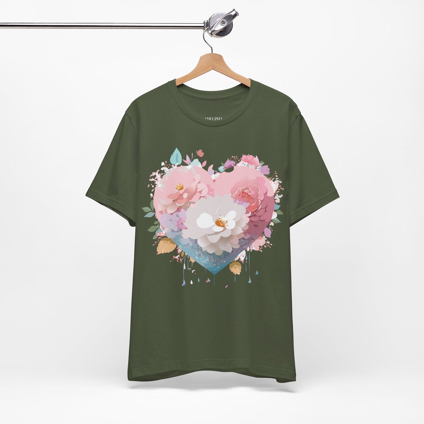 Valentine Day Graphic Unisex 100 Cotton Vintage Artwork with Love and Flower Design Tee 34