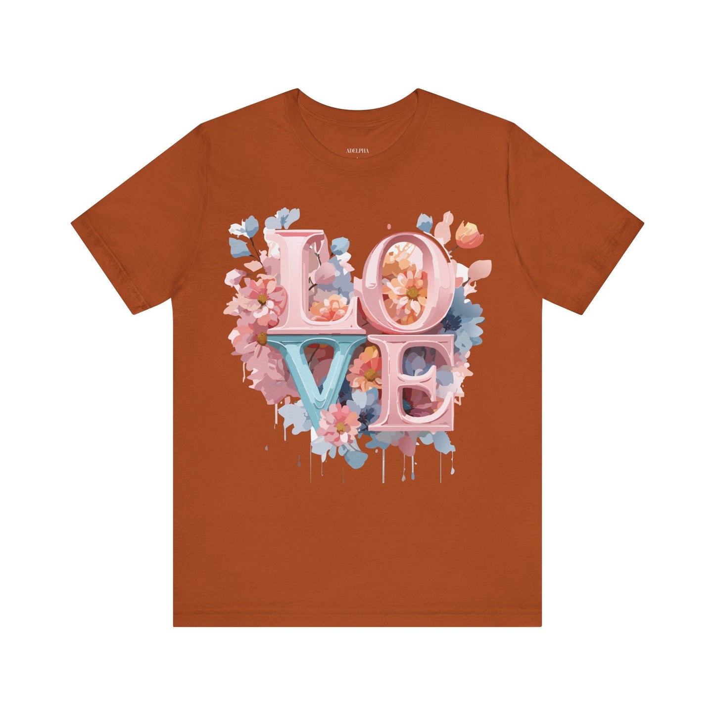 Valentine Day Graphic Unisex 100 Cotton Vintage Artwork with Love and Flower Design Tee 56