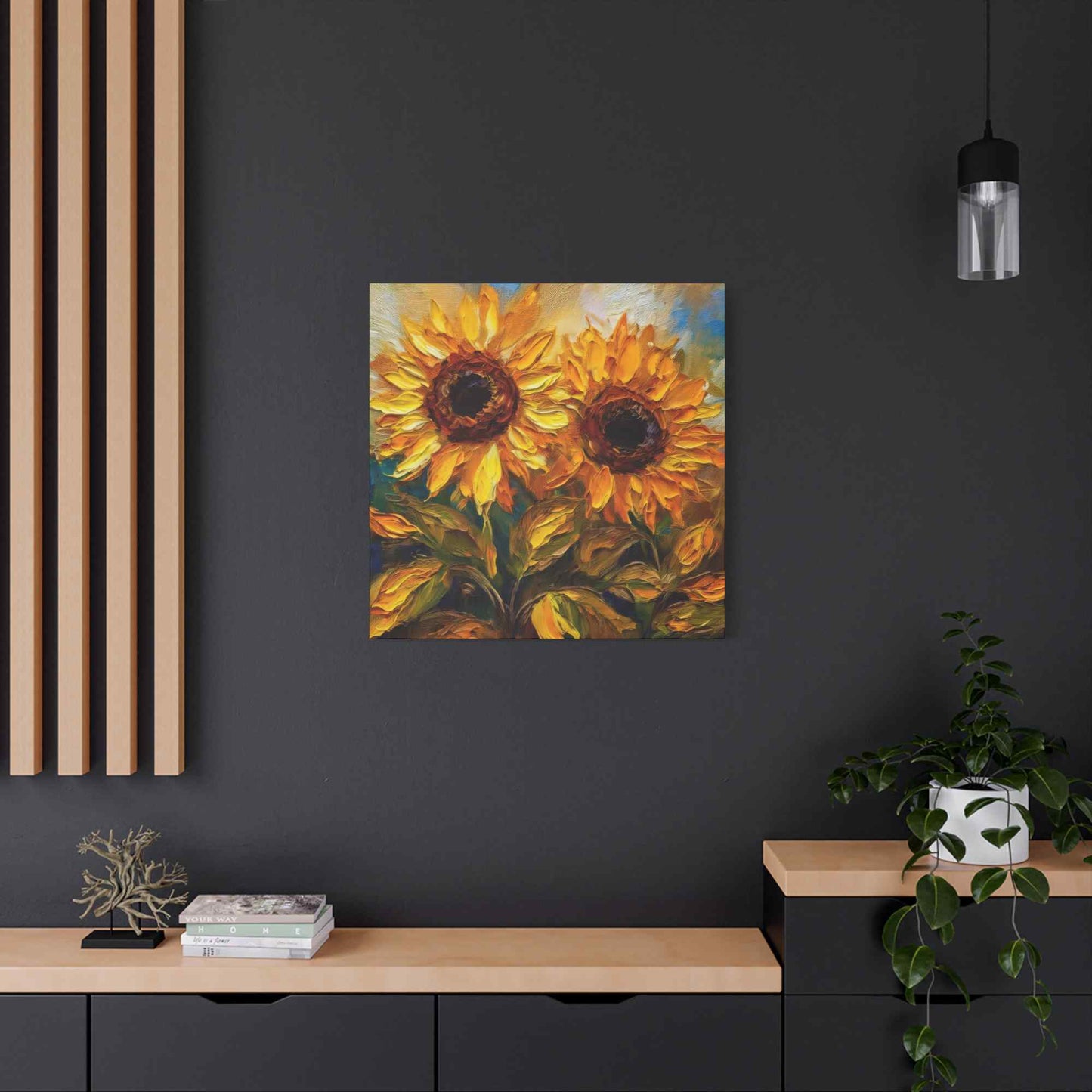 Sunflowers Print Canvas, Flowers Oil Paint Print 20x20, 24x24, 30x30, 32x32, 36x36, Floral Art Design Print Non-Frame MC-25