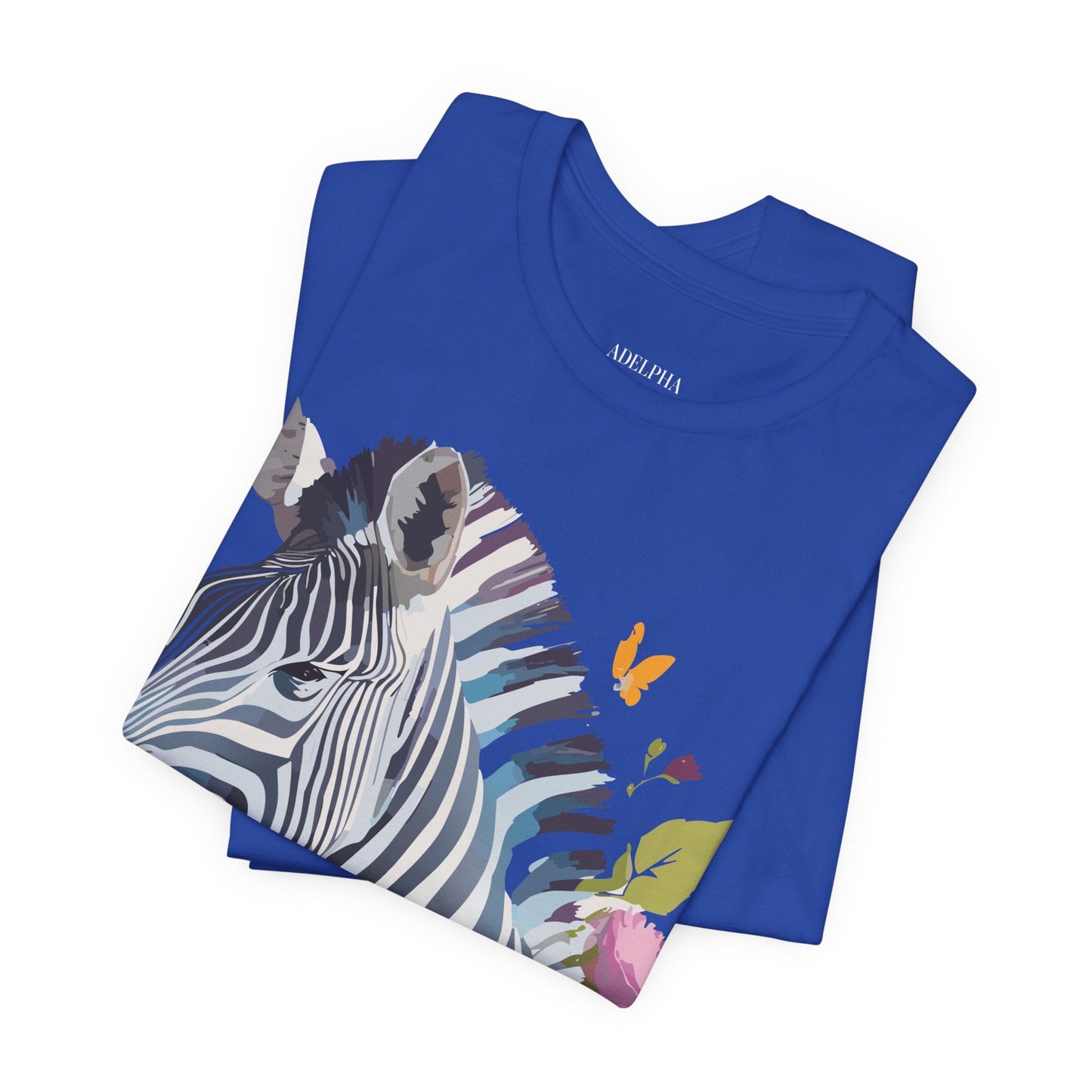 Unisex Zebra Graphic Tee Featuring Adelpha Artwork Vintage Inspired Short Sleeve Shirt