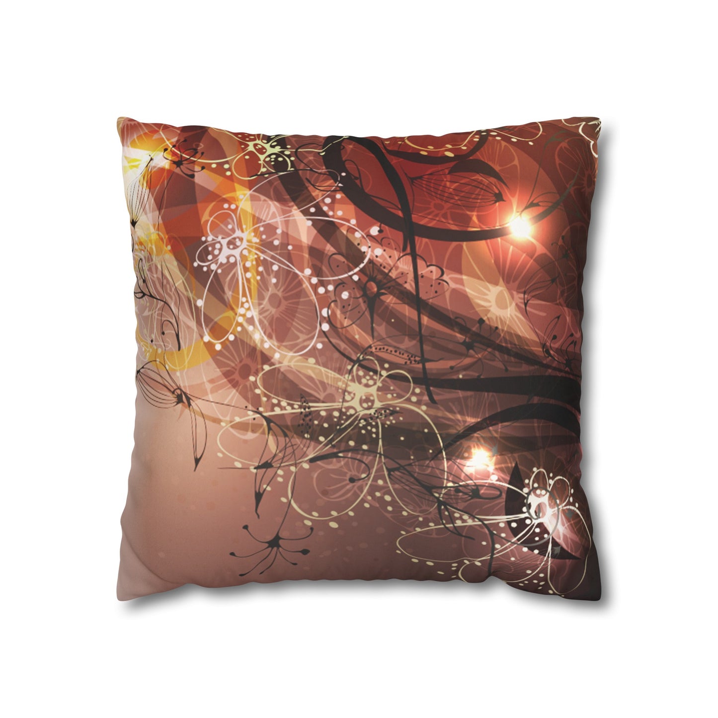 Faux Suede Pillowcase with Abstract print