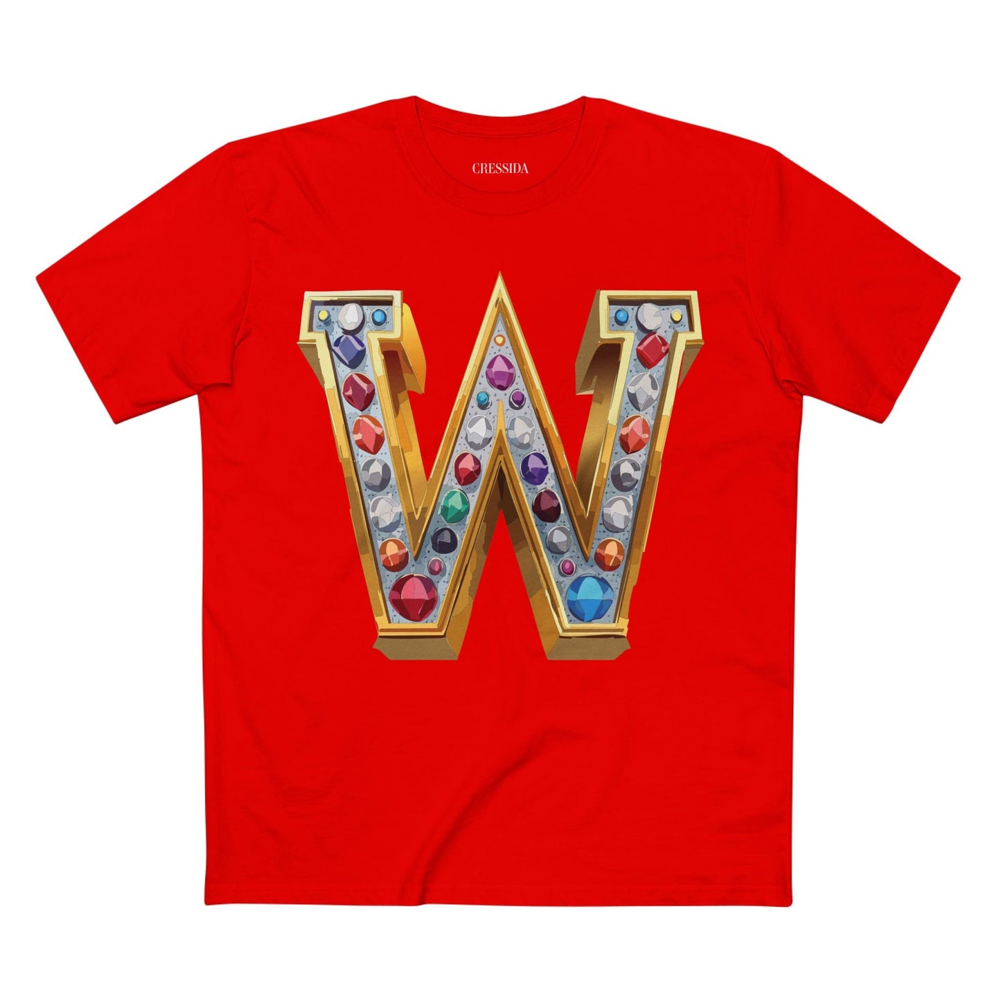Letter W Graphic Design Tee Unisex 100 Cotton With Antique Gold Letters Artwork T-Shirt