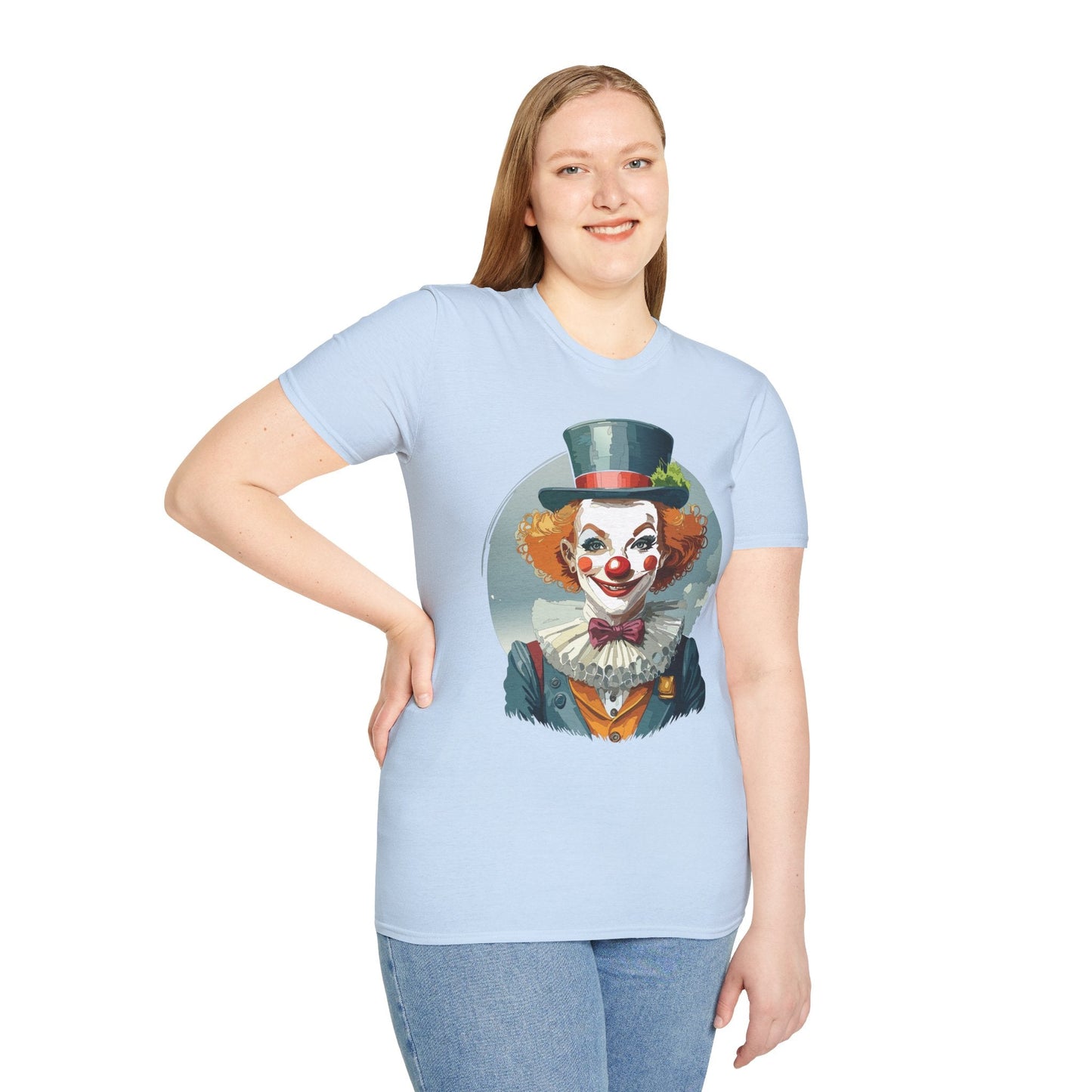 Unisex Clown Shirt Funny Man Circus Design Hundred Percent Ring Spun Cotton Gildan Softstyle Tee